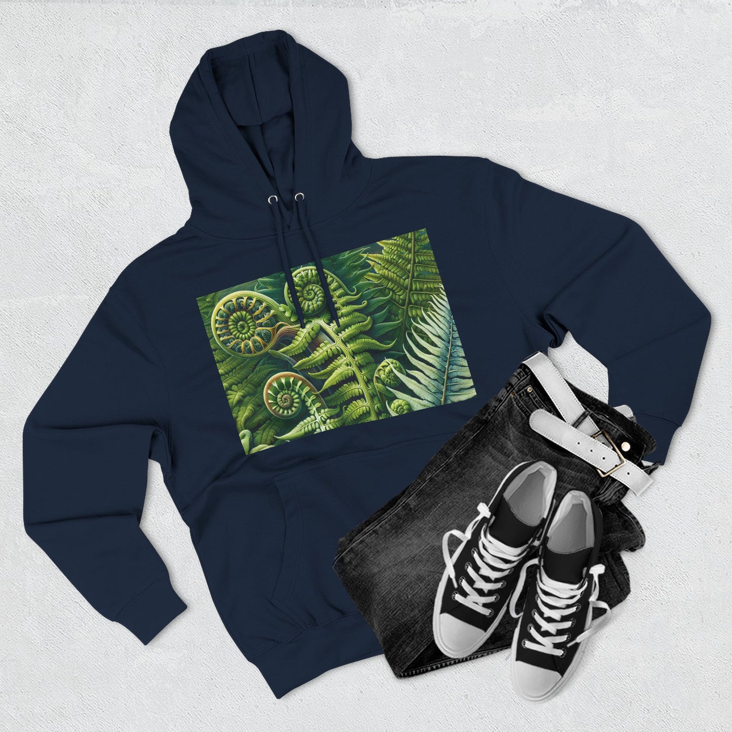 Nature-Inspired Three-Panel Fleece Hoodie for Outdoor Enthusiasts