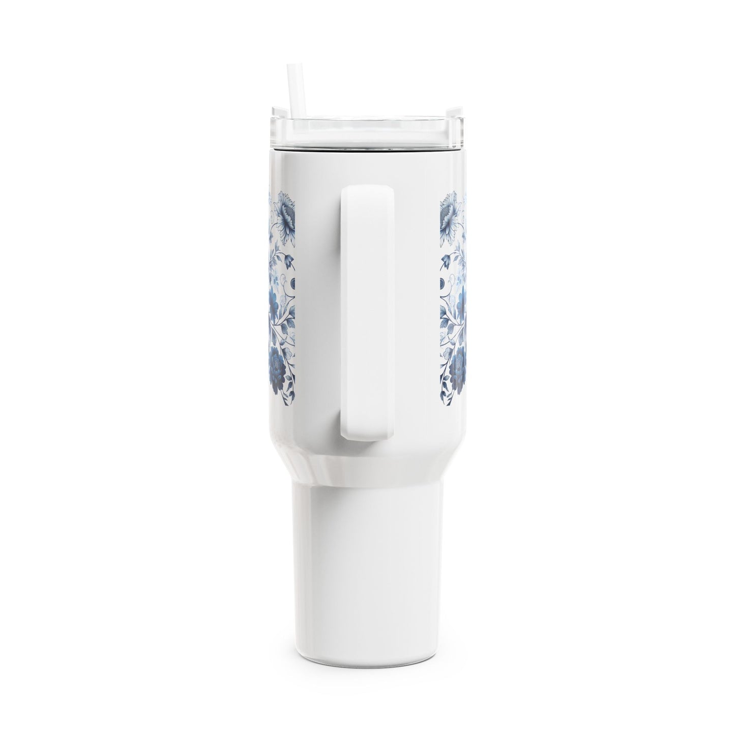 40oz Tumbler - Blue Floral Design