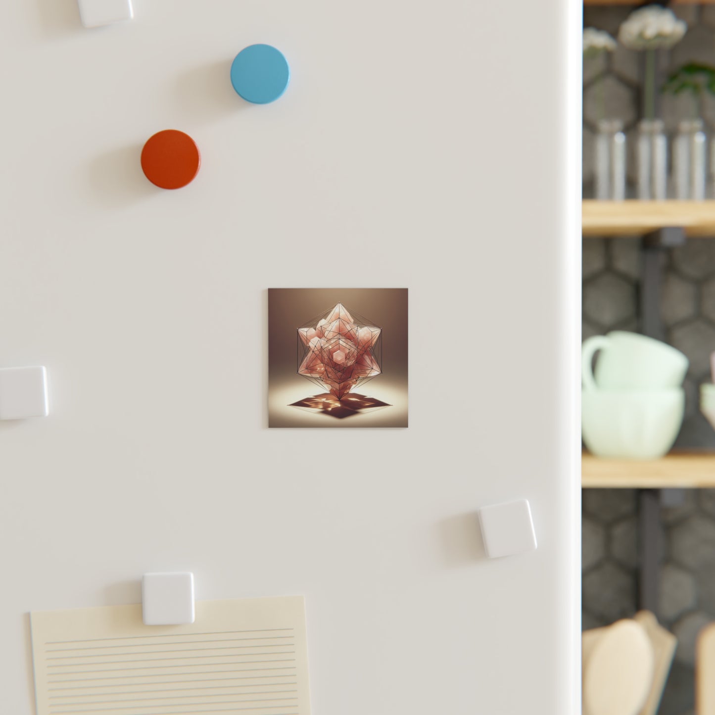 Square Magnet - Geometric Rose Quartz Design