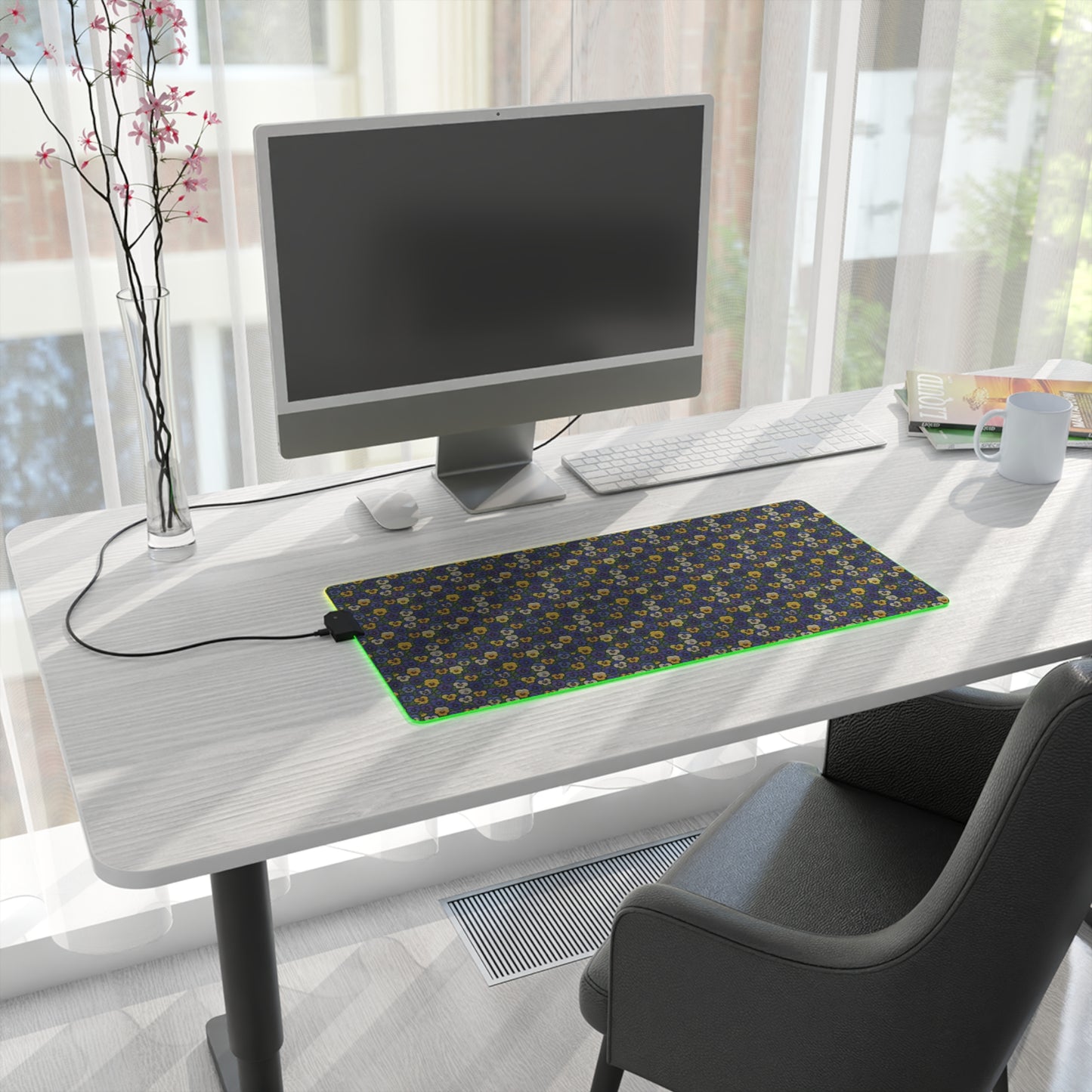 LED Gaming Mouse Pad - Vibrant Pansy Design