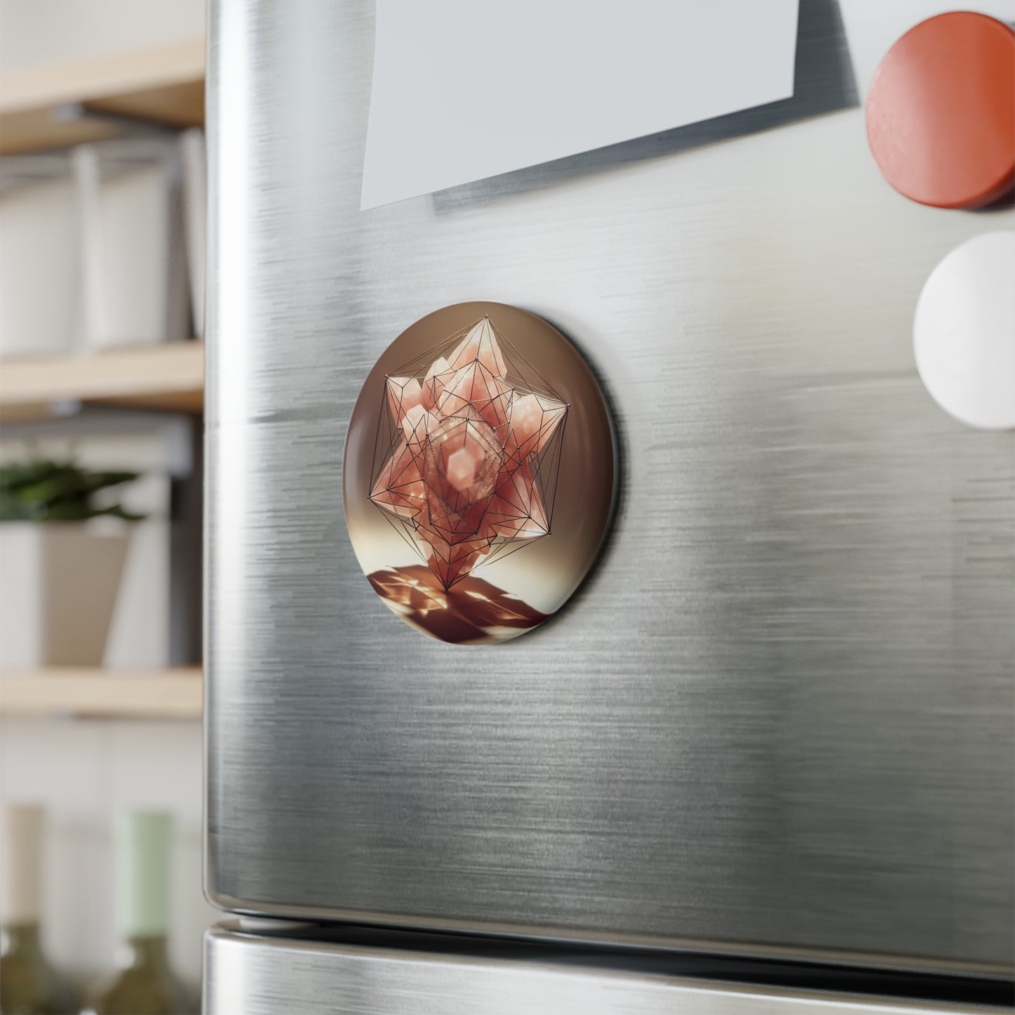 Button Magnet - Geometric Rose Quartz Design