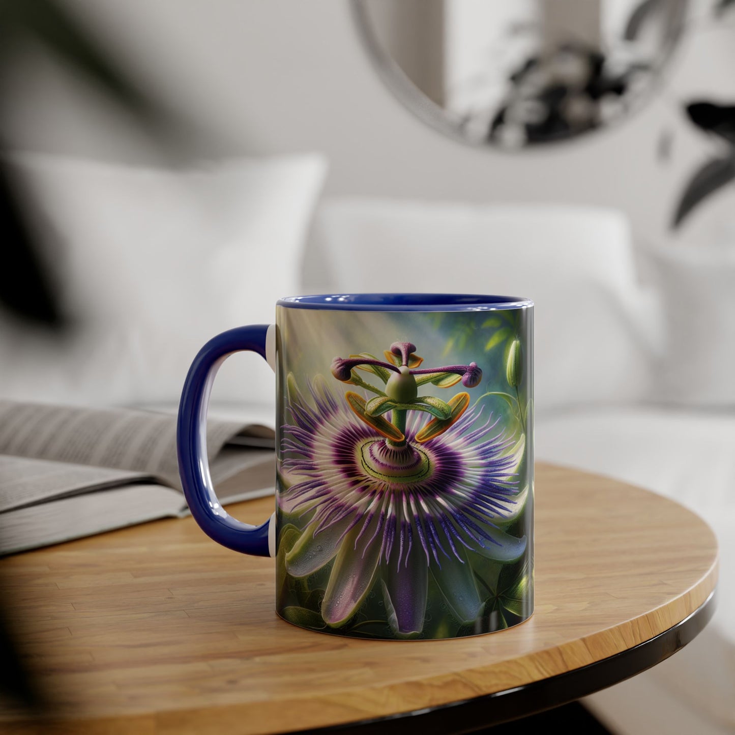 Passionflower Accent Mug, Floral Coffee Cup, Botanical Tea Mug, Nature Lover Gift, Mother's Day Gift, Gardening Mug