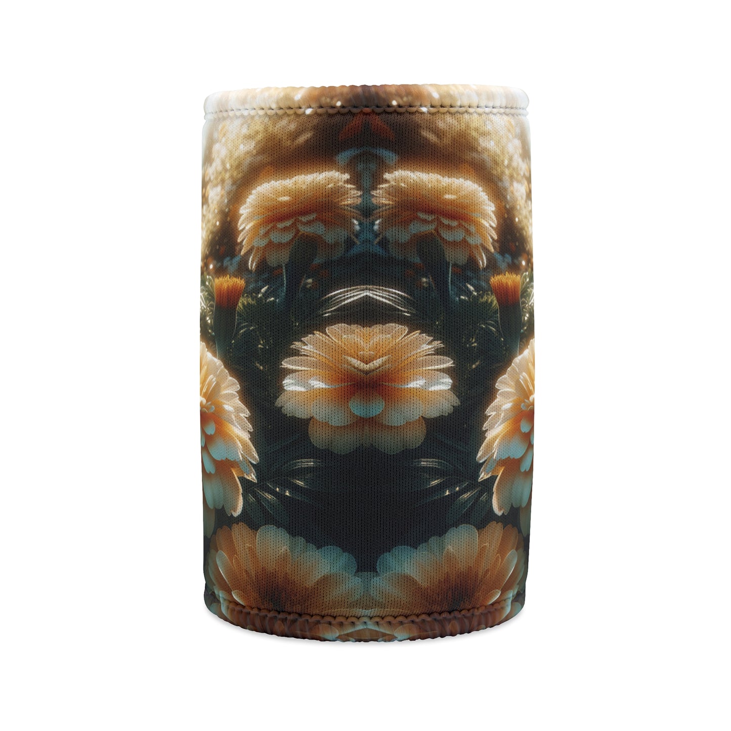 Stubby Cooler - Vanilla Marigolds Design, Floral Drink Holder, Beer Can Sleeve, Beverage Insulator, Summer Party Gift