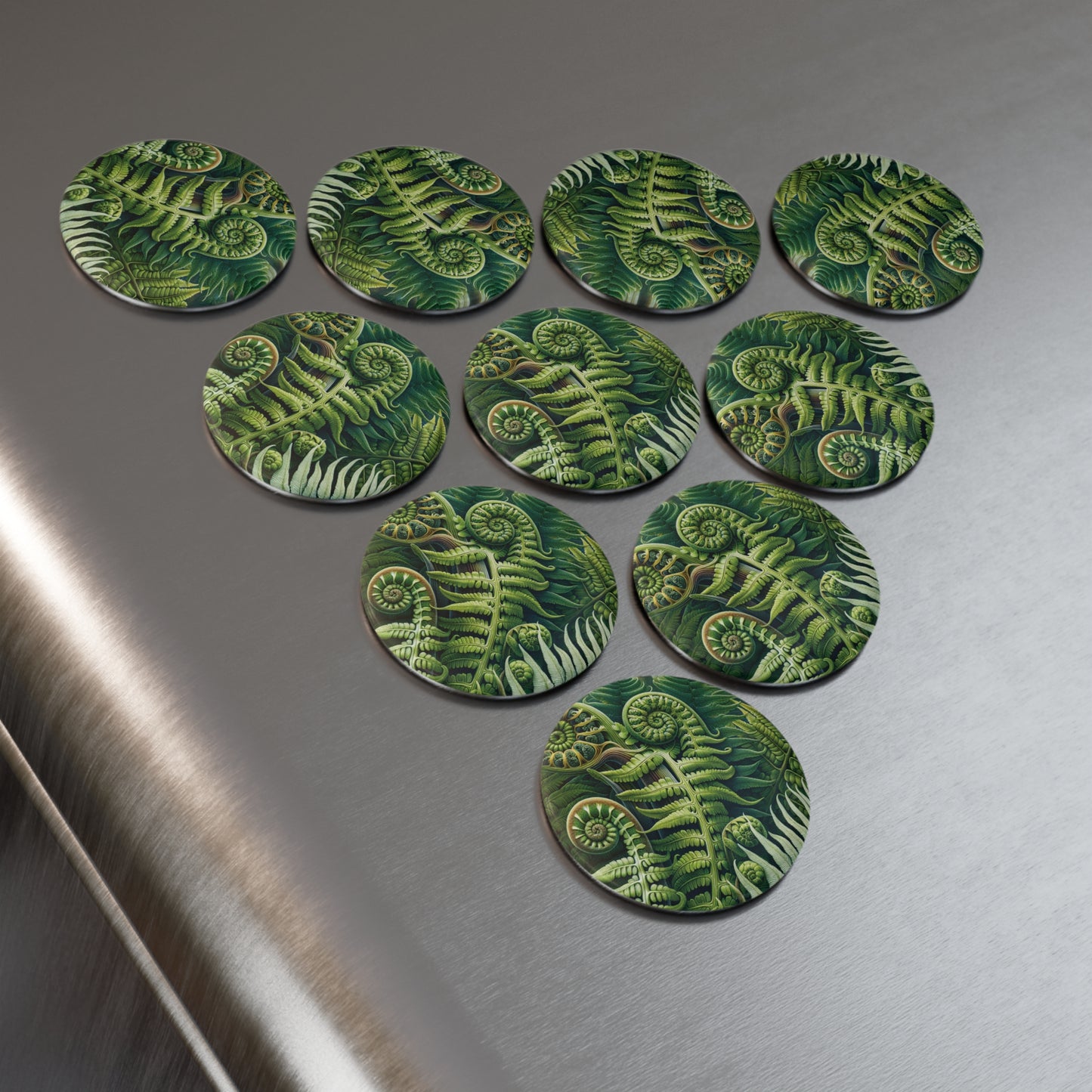 Nature-Inspired Button Magnet Set - 1 & 10 Pcs - Fern Design
