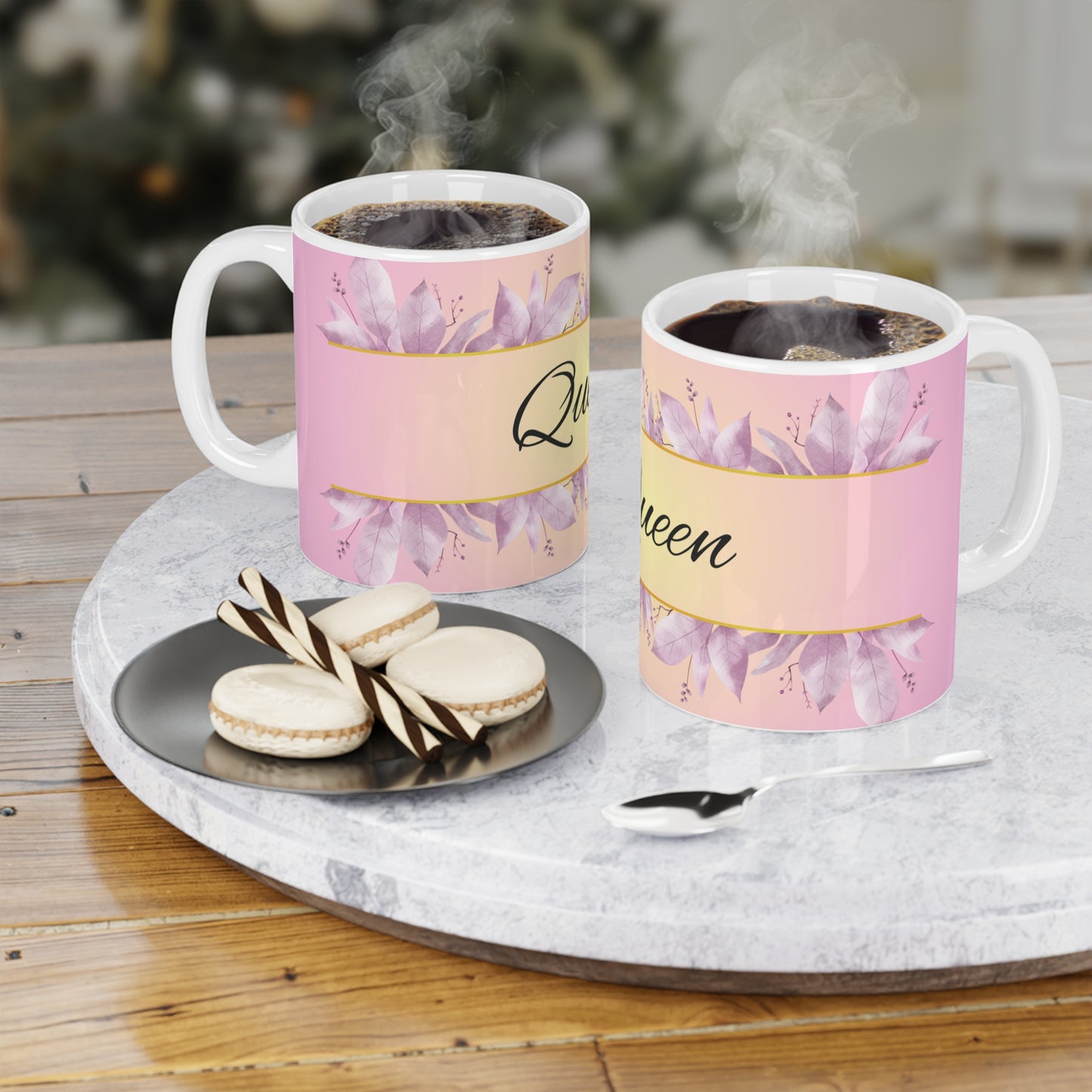 Queen Ceramic Mug - Crown Design, Coffee Cup, Tea Mug, Gift for Her, Feminine Mug, Birthday Present