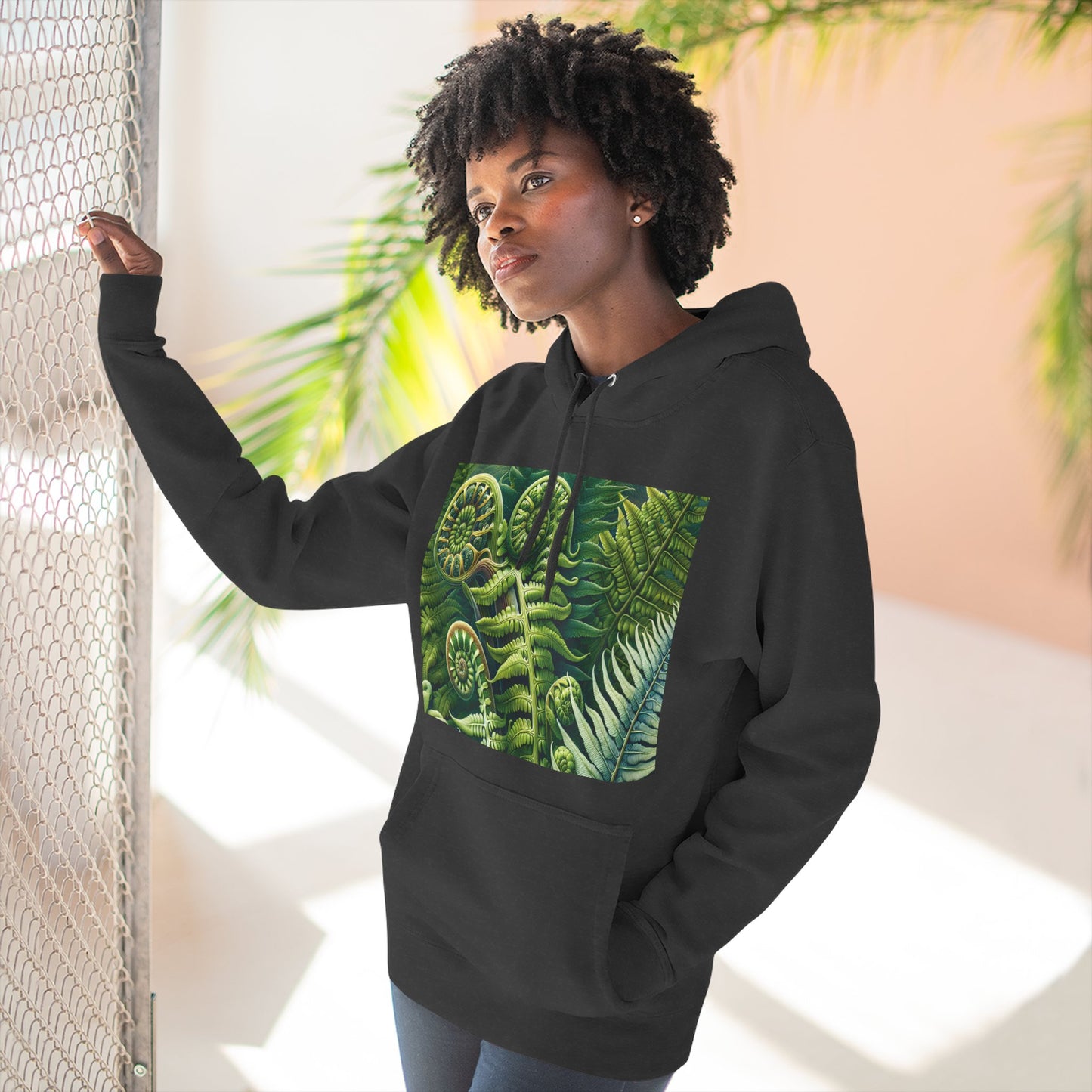 Nature-Inspired Three-Panel Fleece Hoodie for Outdoor Enthusiasts