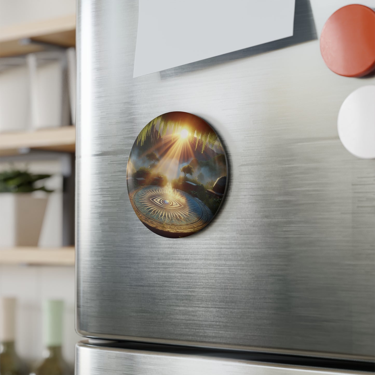Mystical Landscape Button Magnet - Set of 1 & 10 pcs | Nature-Inspired Home Decor