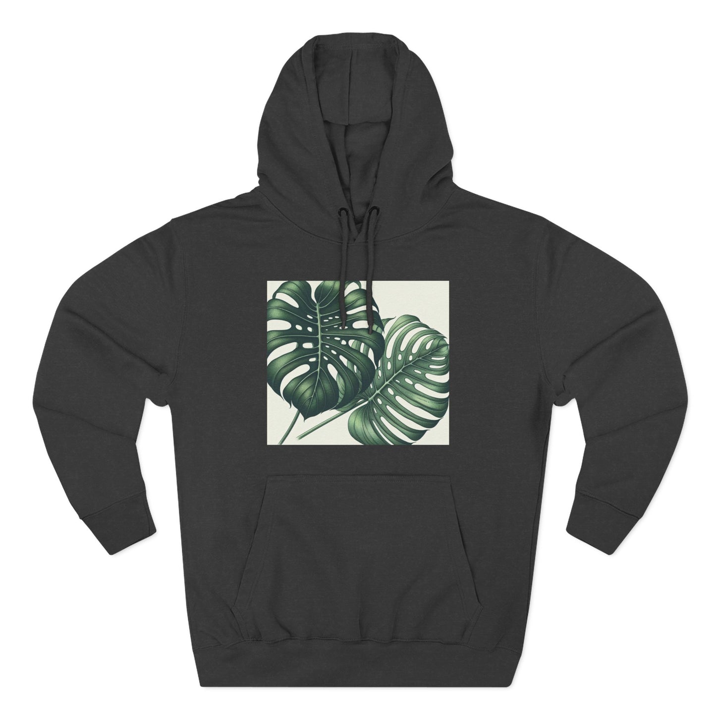 Tropical Fleece Hoodie - Monstera Leaf Design
