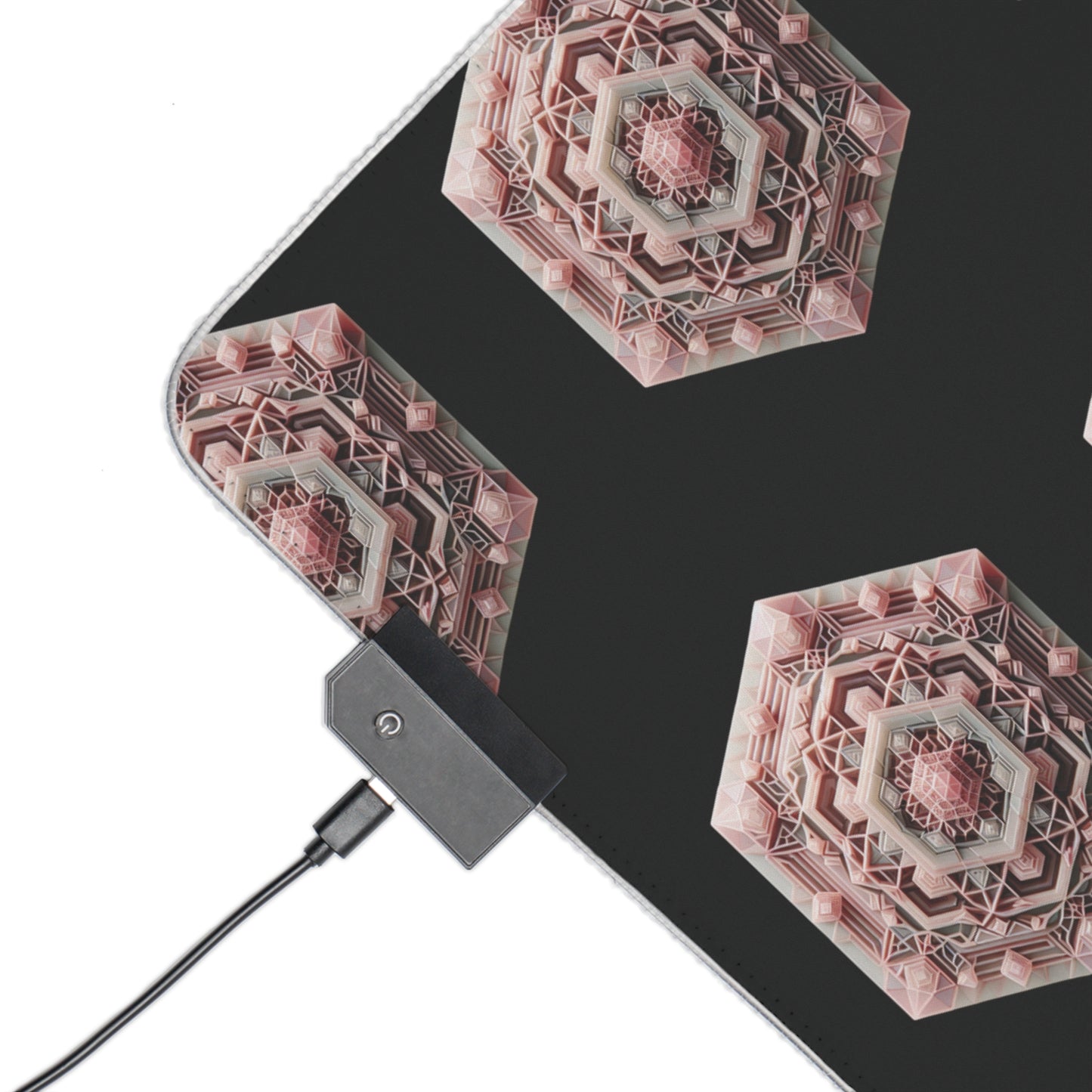 LED Gaming Mouse Pad - Geometric Rose Quartz Design