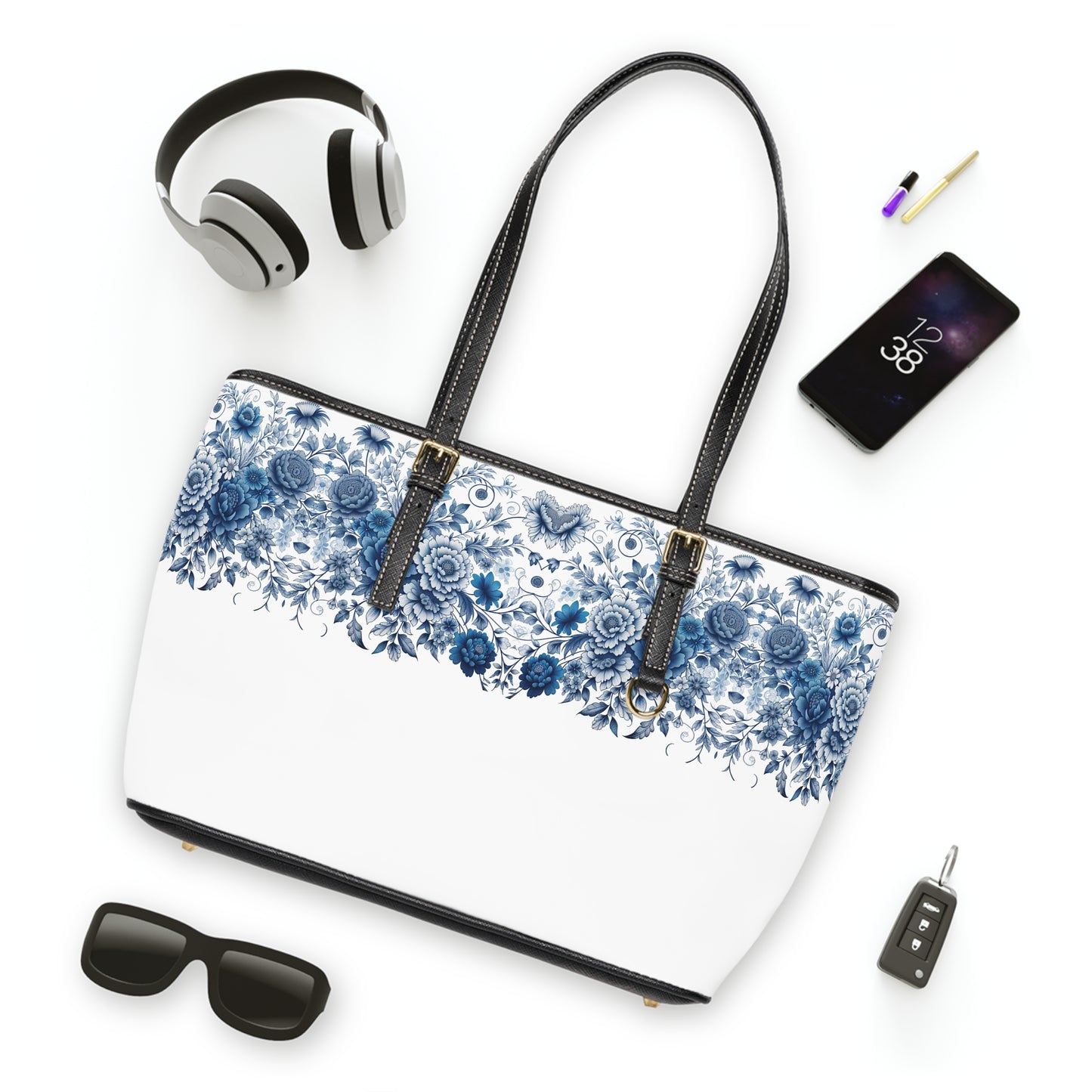 Shoulder Bag - Blue Floral Pattern