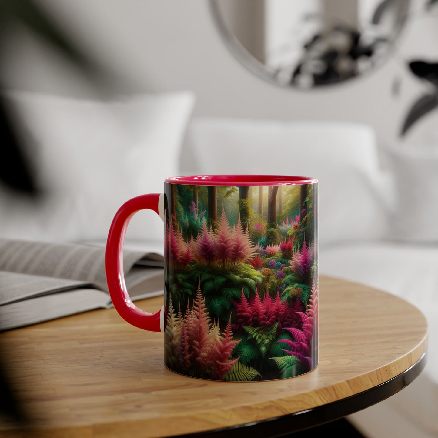 Astilbe Blooms Accent Mug, Floral Tea Cup, Coffee Mug, Gift for Gardeners, Botanical Kitchen Decor, Nature Lover Ceramic Mug, Plant Lady