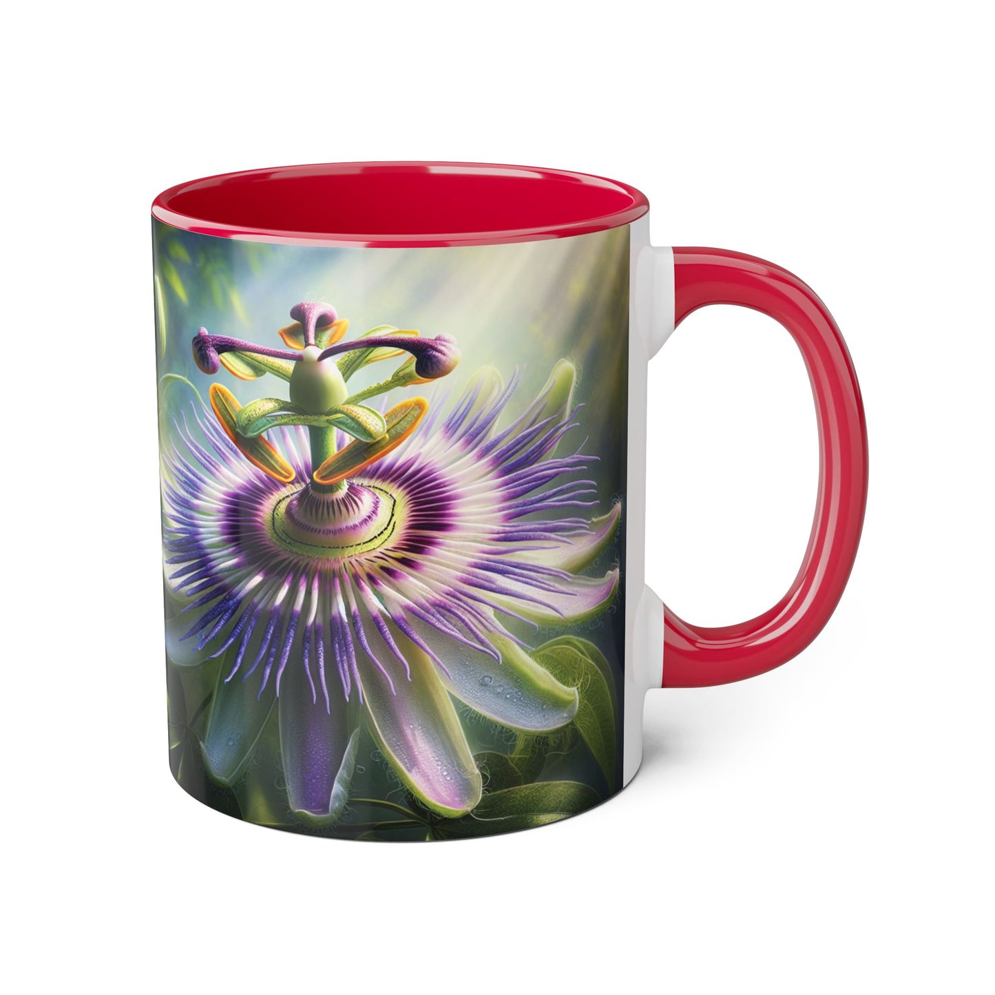 Passionflower Accent Mug, Floral Coffee Cup, Botanical Tea Mug, Nature Lover Gift, Mother's Day Gift, Gardening Mug
