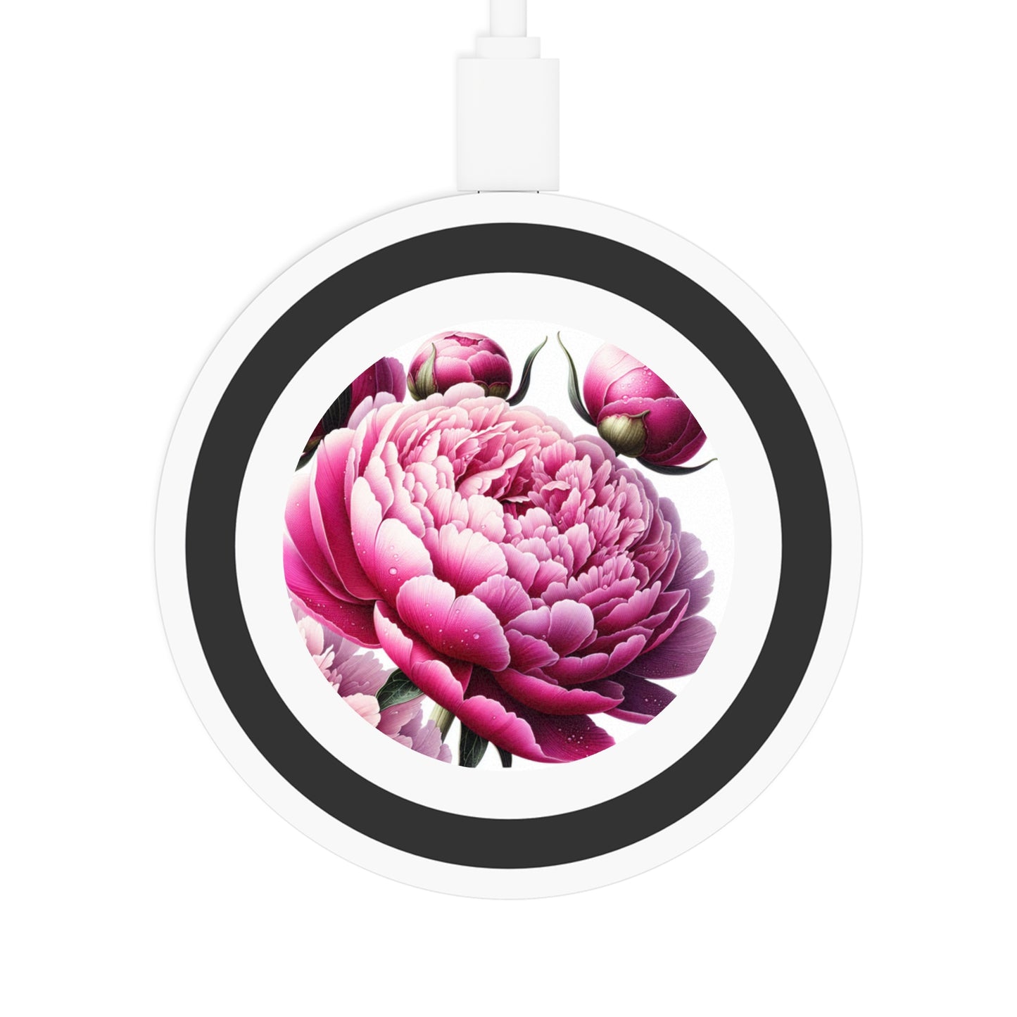 Wireless Charging Pad: Peony Bloom Design