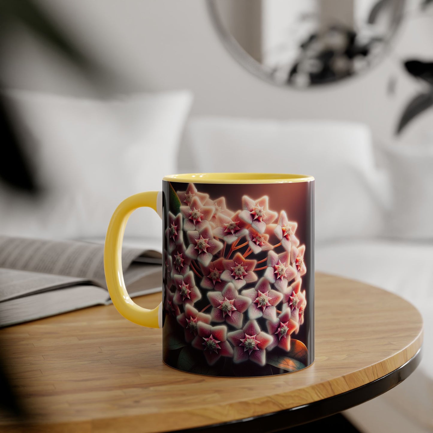 Hoya Bloom Accent Mug, Botanical Coffee Cup, Floral Tea Mug, Plant Lover Gift, Gardening Mug, Nature Inspired Mug