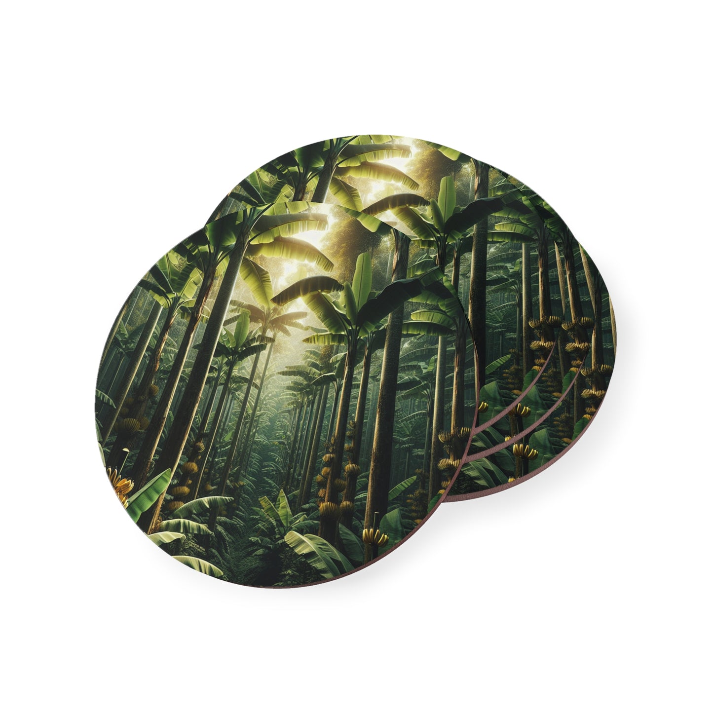 Banana Trees Coaster Set, Tropical Drink Coasters, Fruit Coaster Set, Summer Home Decor, Botanical Coasters
