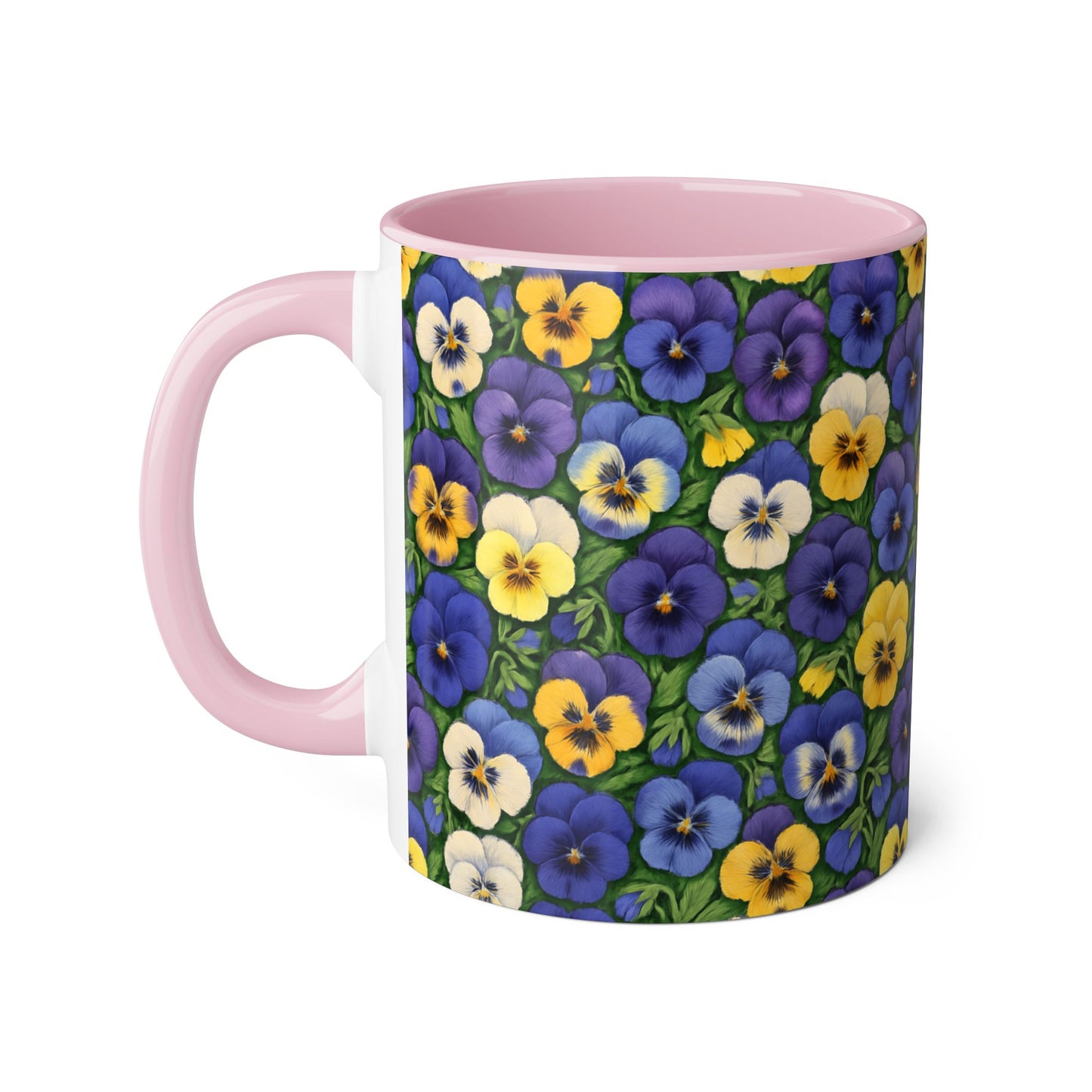 Pansy Pattern Accent Mug, Floral Coffee Cup, Tea Mug, Flower Design, Gardener Gift, Spring Decor, Mother's Day Present