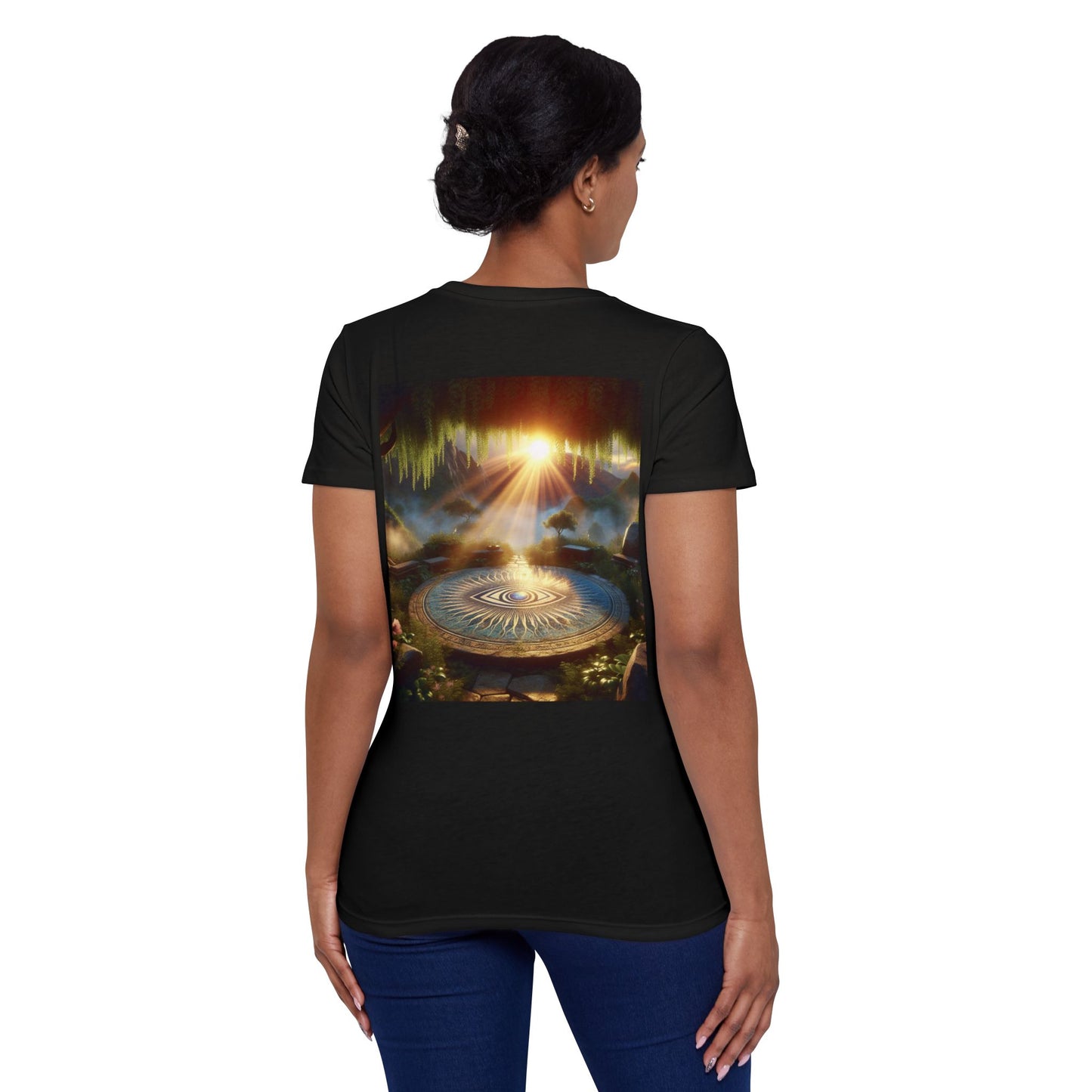 Women’s Organic Short Sleeve T-Shirt with Mystic Sunrise Design