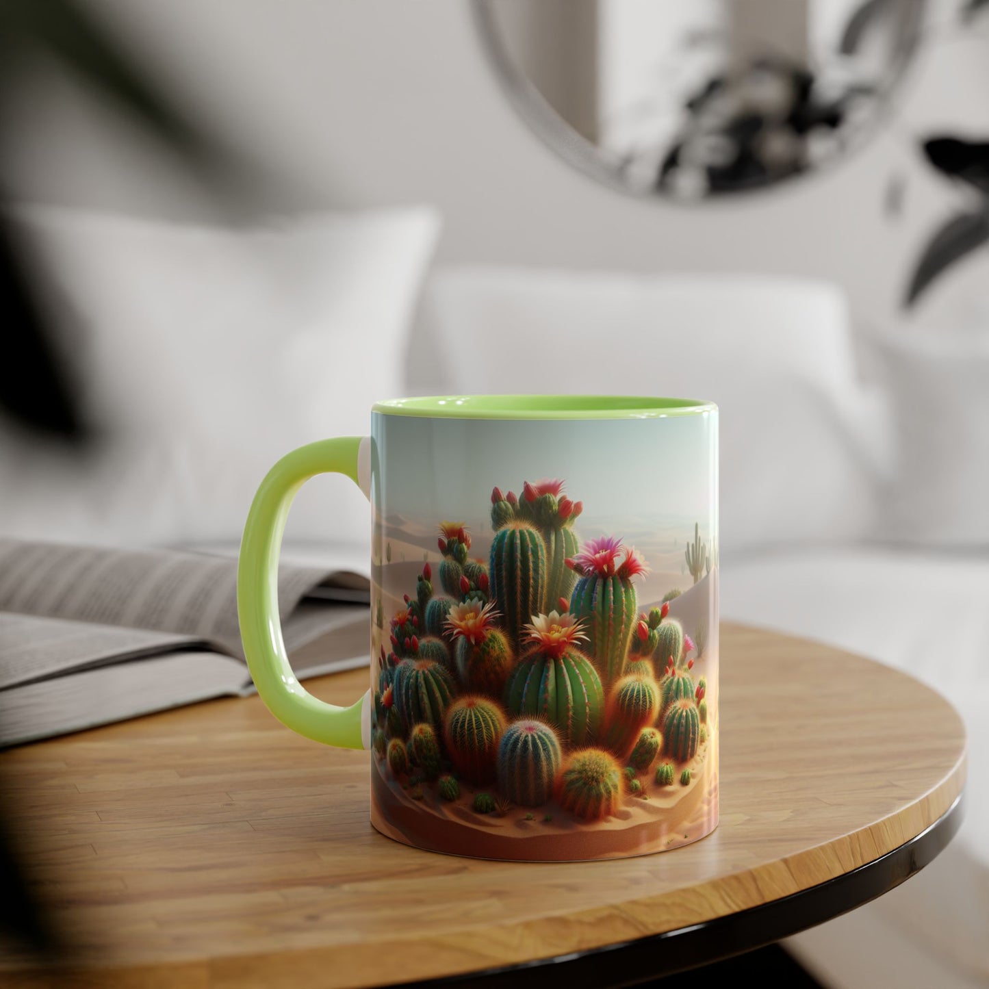 Cactus Accent Mug, Desert Succulent Coffee Cup, Southwest Plant Tea Mug, Botanical Kitchen Decor, Boho Office Gift, Nature Lover Present