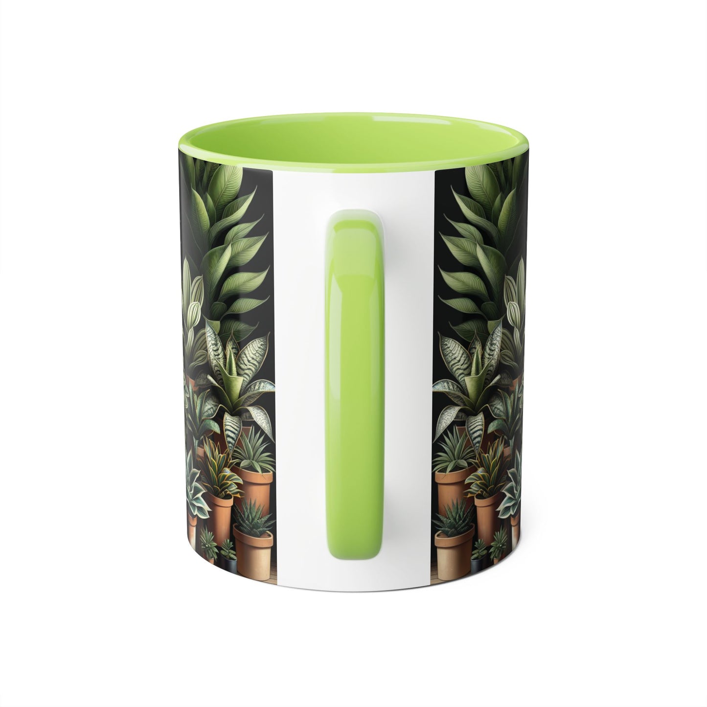 Snake Plant Family Accent Mug, 11oz - Ceramic Tea Cup, Botanical Coffee Mug, Indoor Garden Lover Gift, Green Thumb Kitchen Decor, Plant Lady