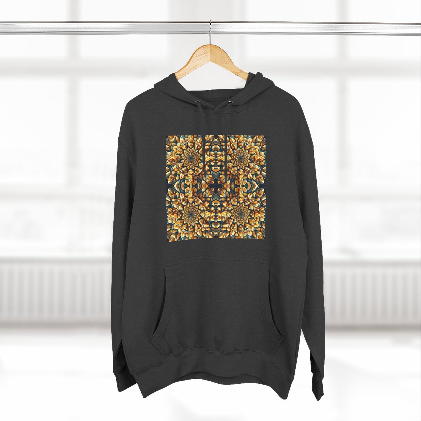 Fleece Hoodie - Citrine Geometric Design