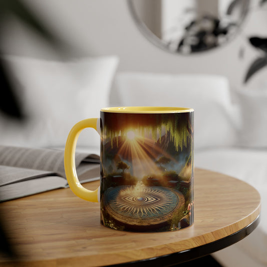 Mystical Eye Accent Mug - 11oz Coffee Cup for Mindfulness and Inspiration