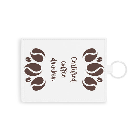 Leather Card Holder: Coffee Drinker Design, Minimalist Wallet, Card Case, Coffee Lover Gift, Espresso Enthusiast Accessory