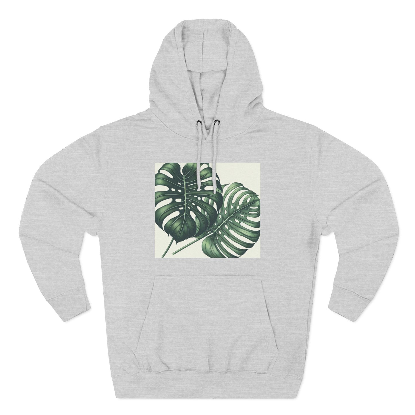 Tropical Fleece Hoodie - Monstera Leaf Design