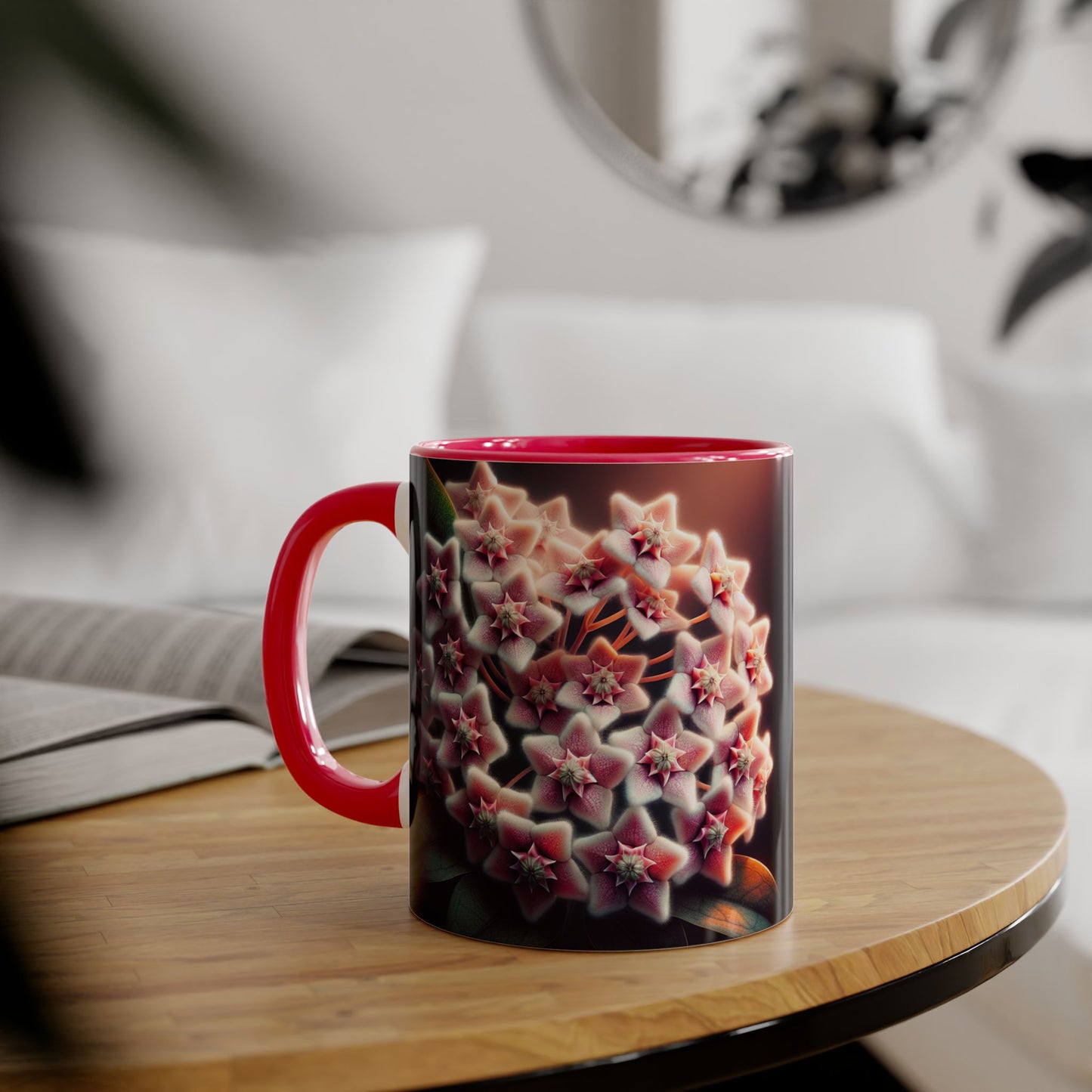 Hoya Bloom Accent Mug, Botanical Coffee Cup, Floral Tea Mug, Plant Lover Gift, Gardening Mug, Nature Inspired Mug