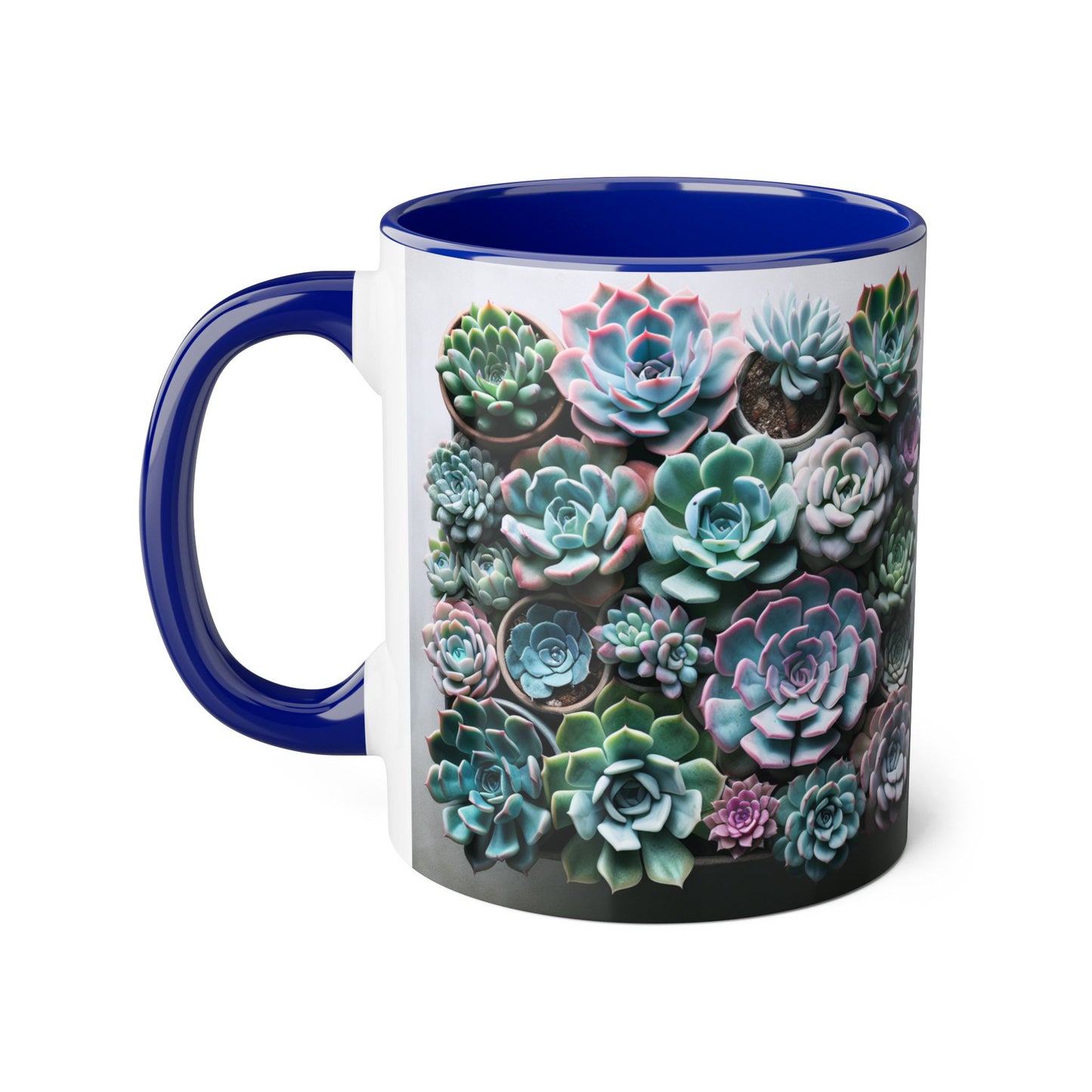 Succulent Garden Accent Mug, 11oz Succulent Coffee Mug, Floral Drinkware, Plant Lover Gift, Unique Home Decor