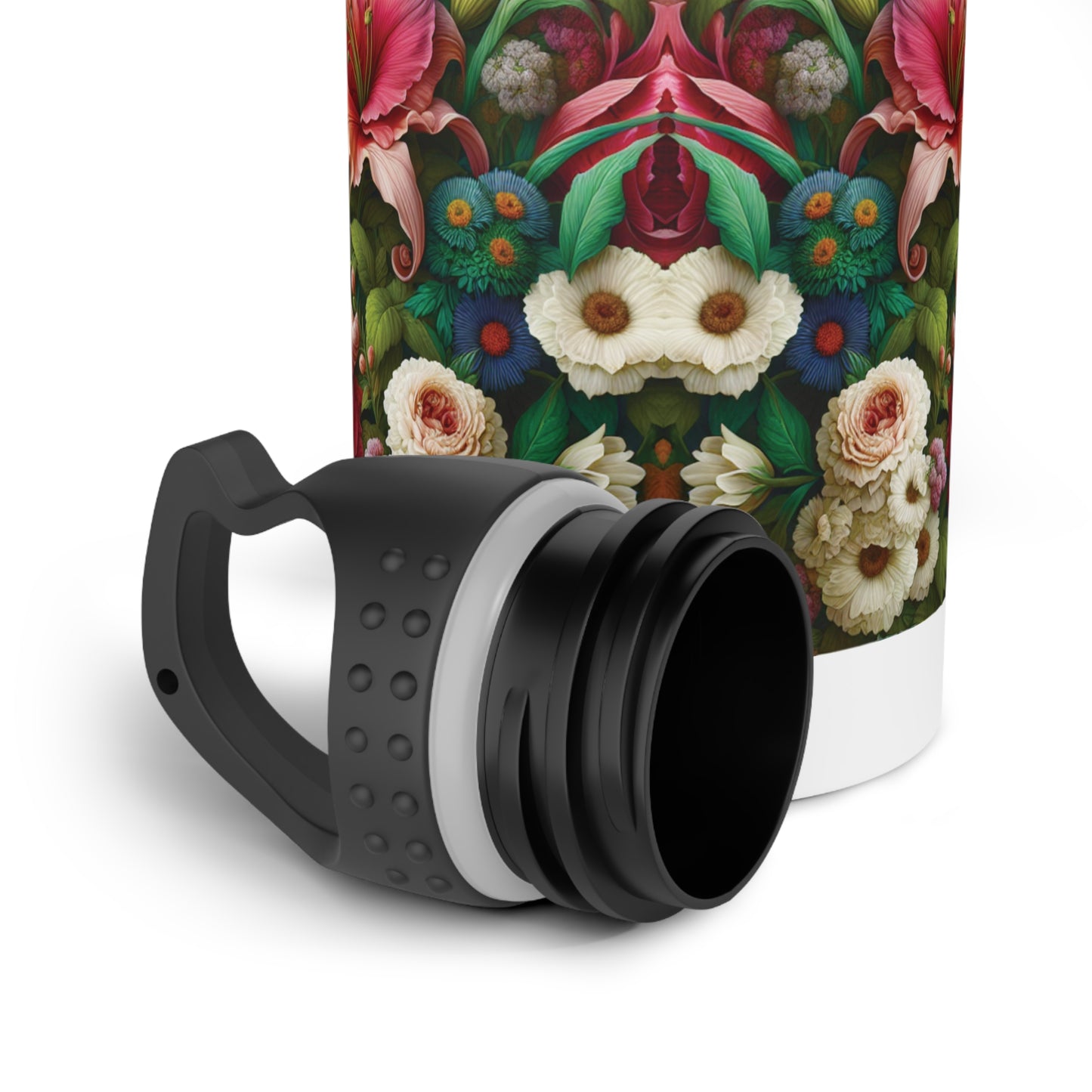 Floral Design Stainless Steel Water Bottle, Sports Bottle, Gift for Her, Travel Mug, Floral Hydration Bottle, Summer Accessory