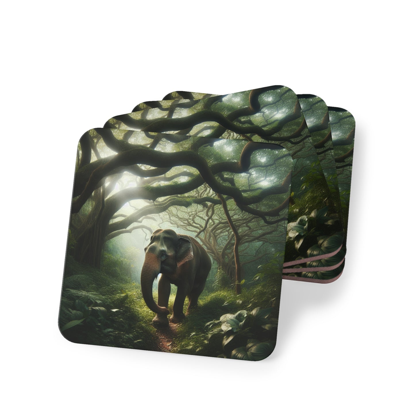 Elephant Coasters, Animal Lover Gift, Drink Mats, Safari Theme Decor, Wildlife Coaster, Gray Elephant Design
