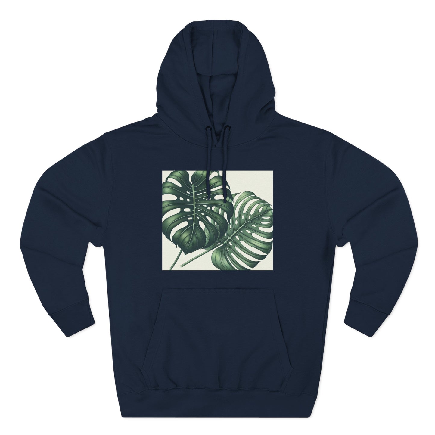 Tropical Fleece Hoodie - Monstera Leaf Design