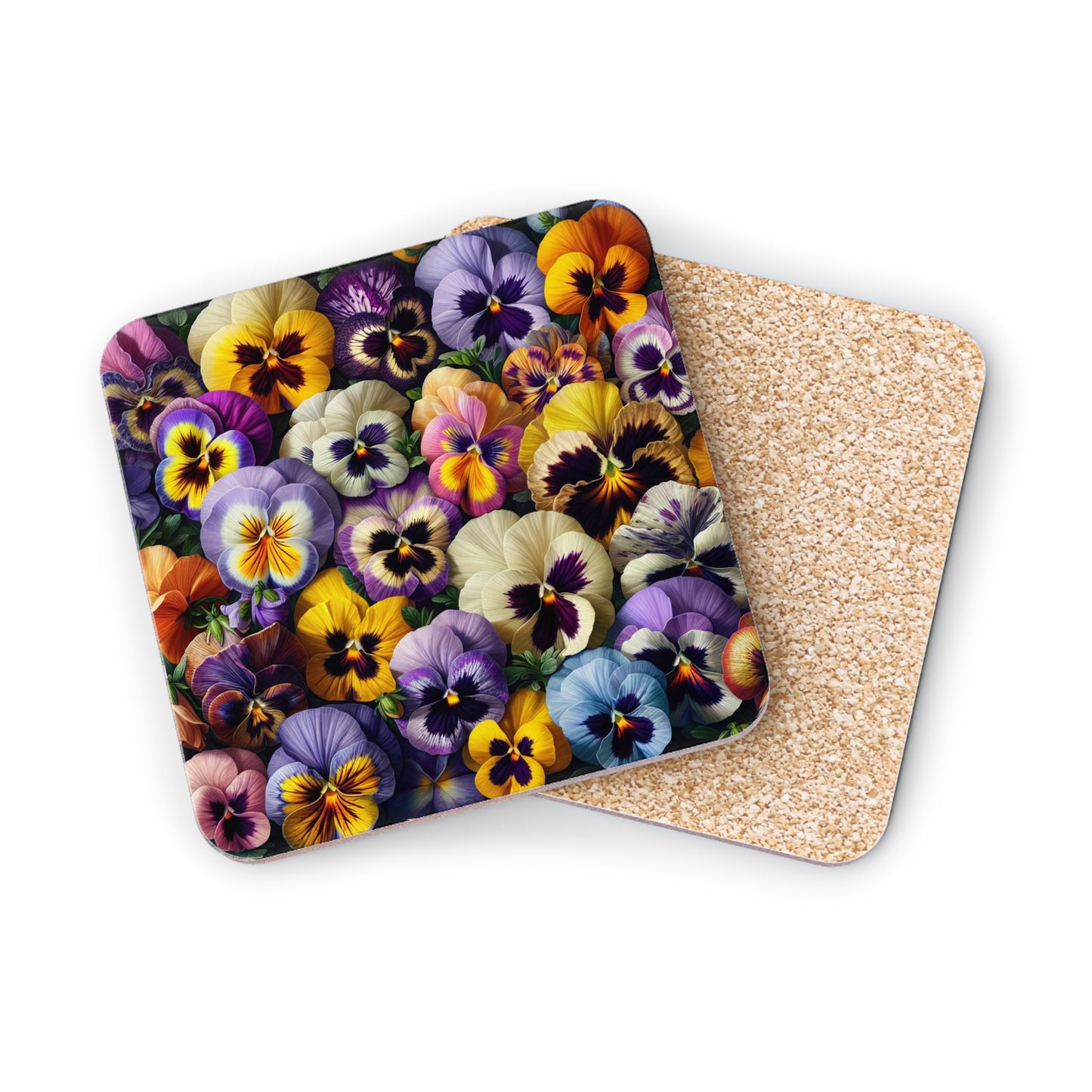 Pansy Coasters, Set of 4 Floral Drink Coasters, Flower Coasters, Garden Coaster Set, Botanical Coasters, Spring Decor