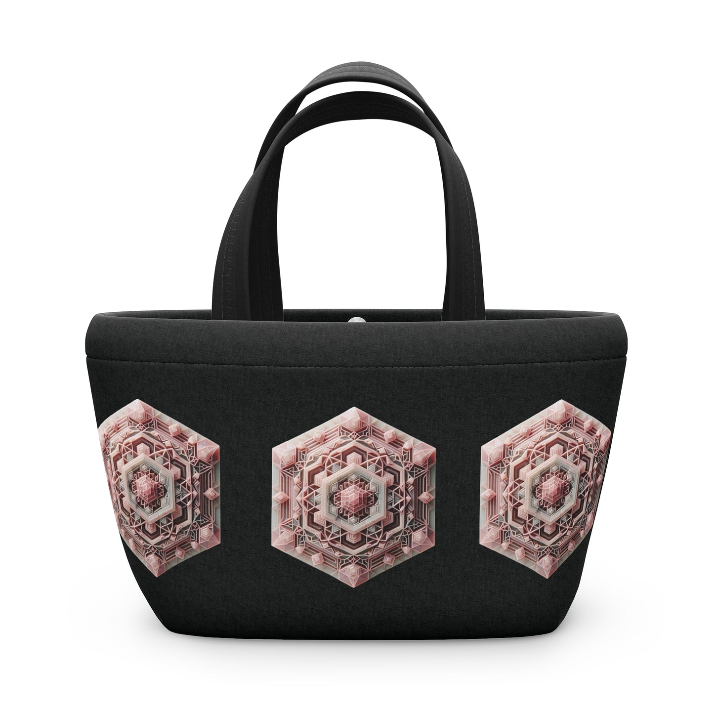 Geometric Rose Quartz Lunch Bag - Insulated Tote, Pink Lunch Sack, Lunch Container, Lunch Tote Bag for Work, School Lunch Bag