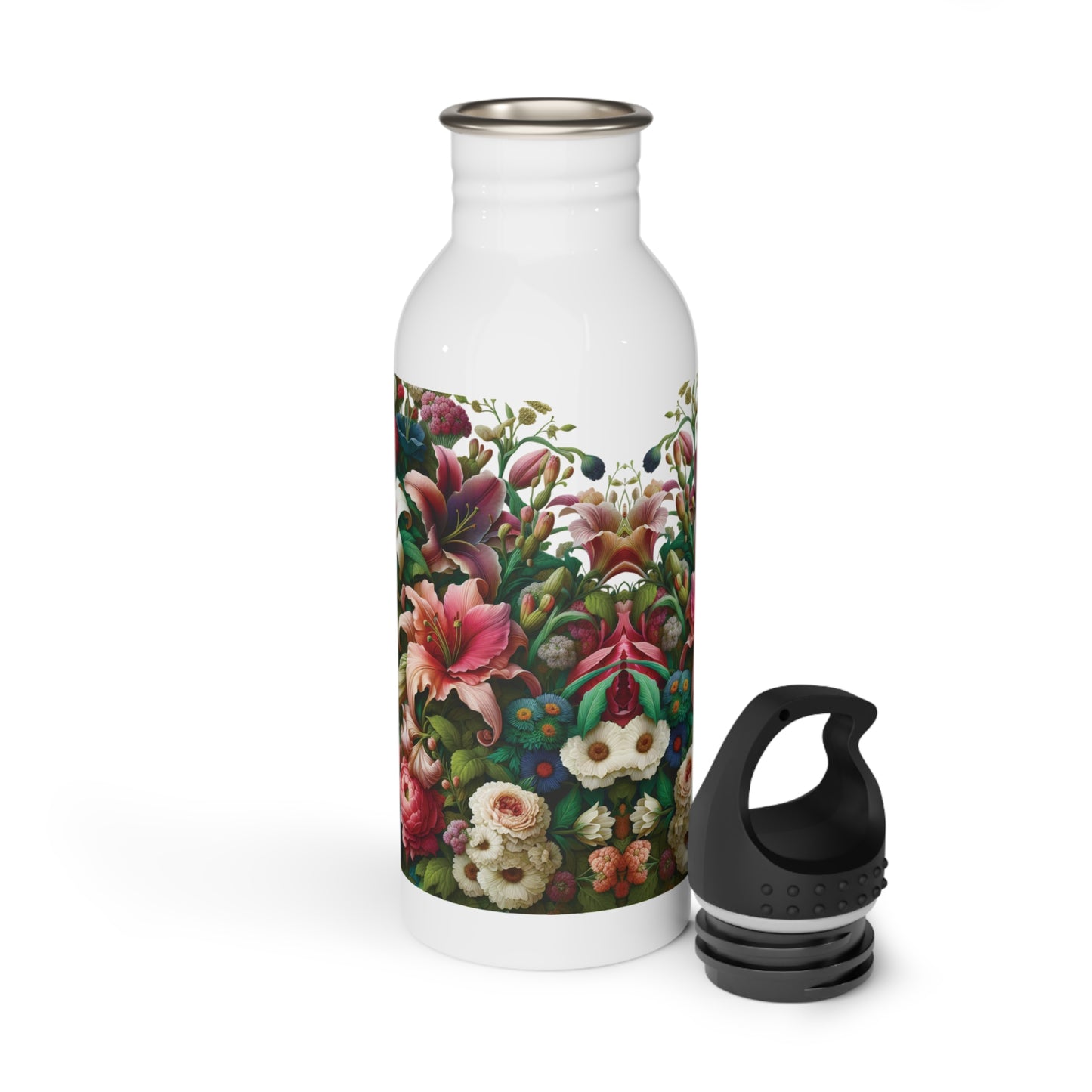 Floral Design Stainless Steel Water Bottle, Sports Bottle, Gift for Her, Travel Mug, Floral Hydration Bottle, Summer Accessory
