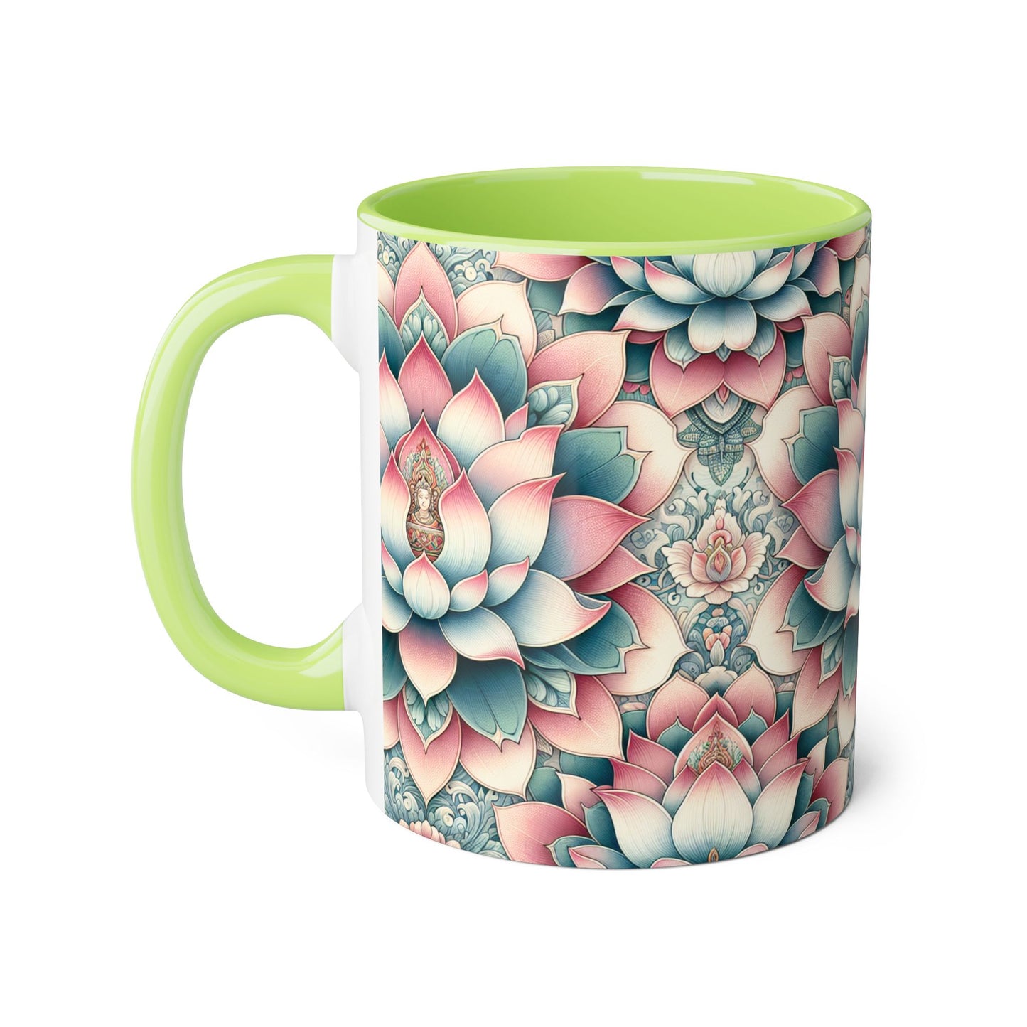 Lotus Flower Accent Mug, Floral Coffee Cup, Zen Tea Mug, Botanical Drinkware, Meditation Gift, Ceramic Lotus Blossom Mug