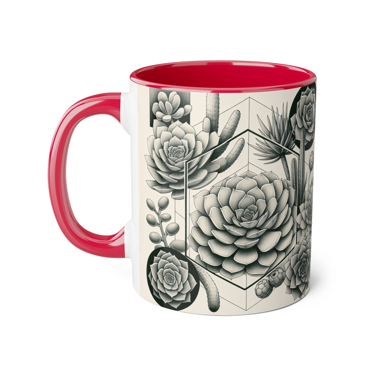 Succulent Illustration Accent Mug - 11oz - Perfect Gift for Plant Lovers
