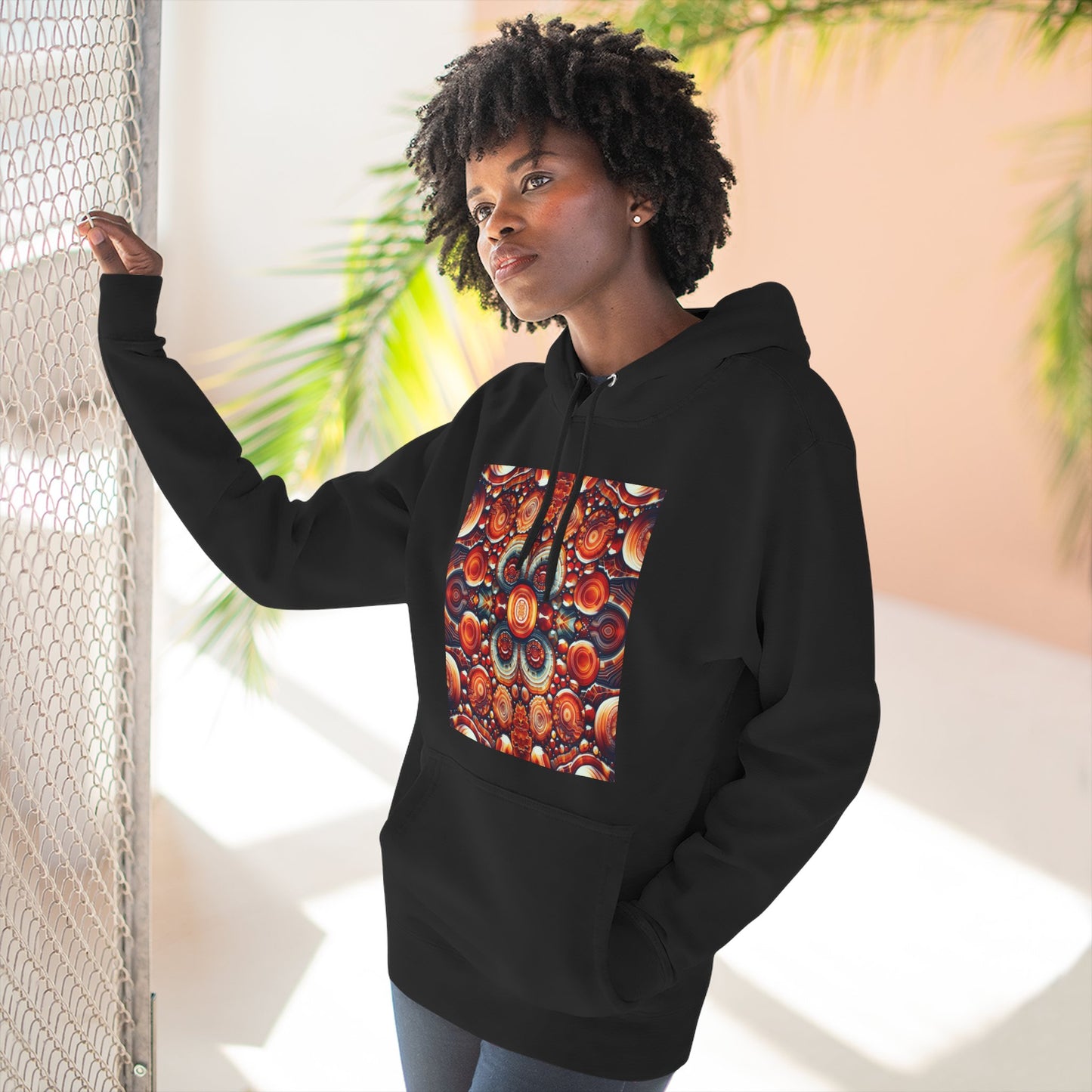Fleece Hoodie - Carnelian Pattern
