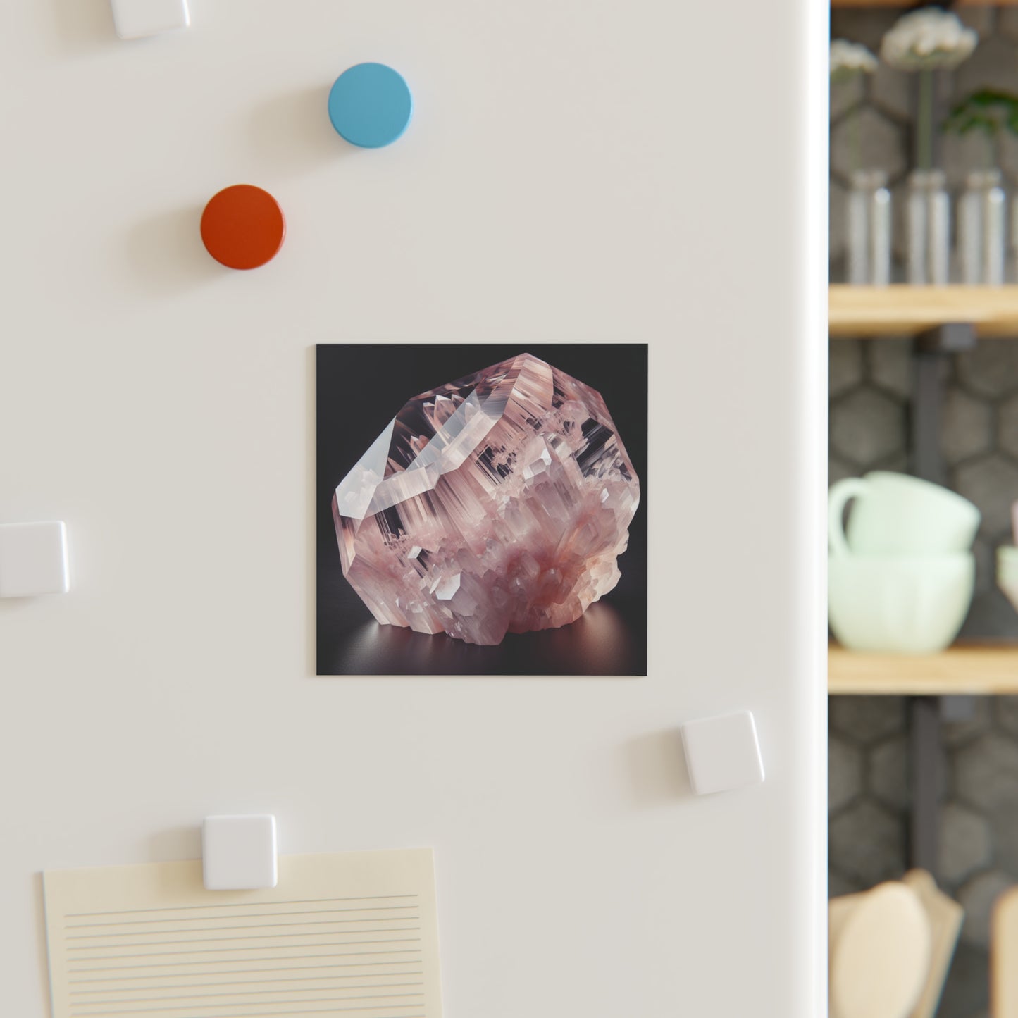 Square Magnet - Rose Quartz Crystal Design