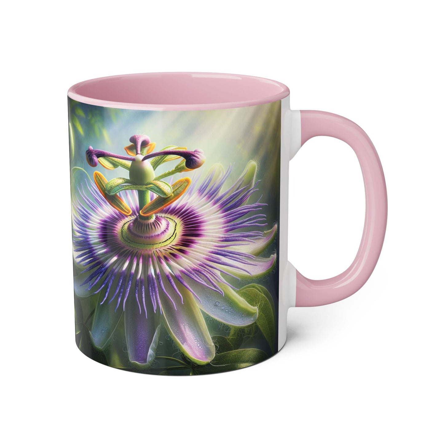 Passionflower Accent Mug, Floral Coffee Cup, Botanical Tea Mug, Nature Lover Gift, Mother's Day Gift, Gardening Mug