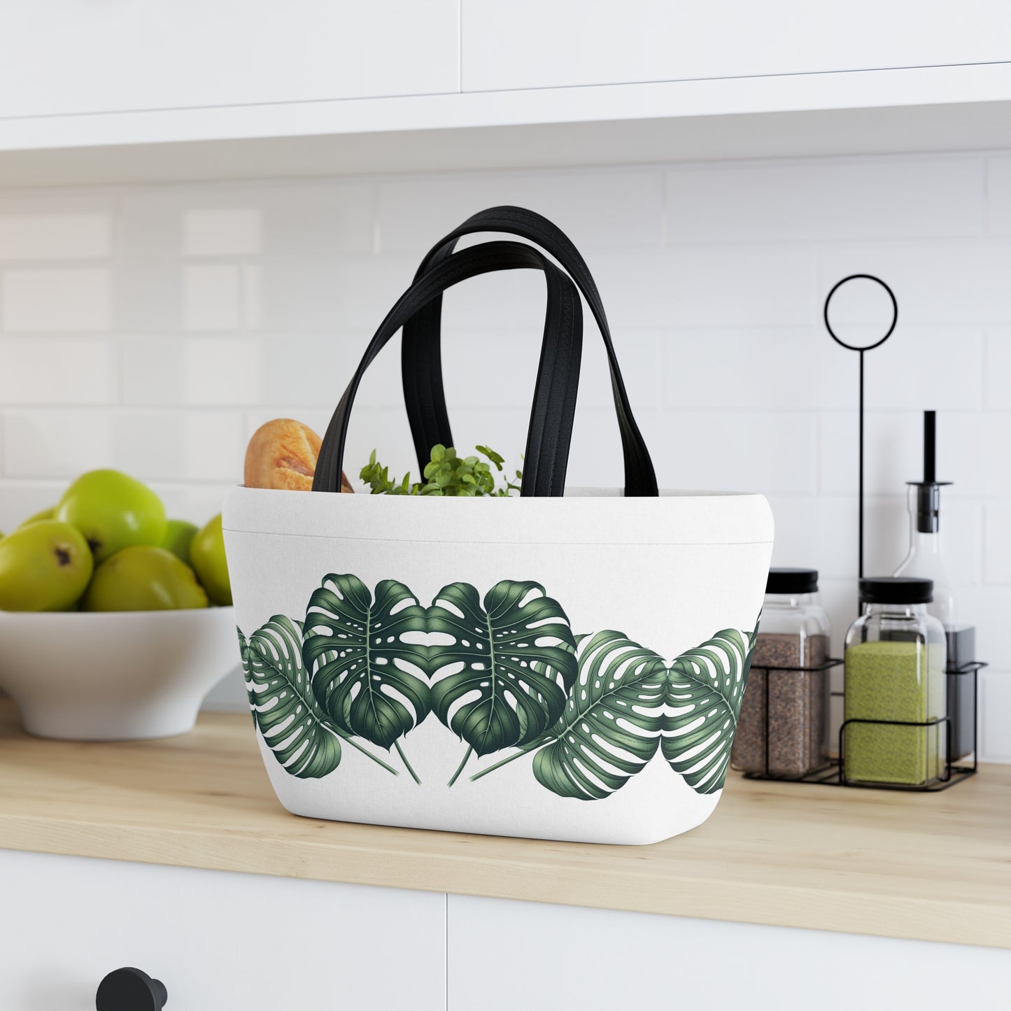 Monstera Leaves Lunch Bag - Tropical Insulated Tote, Reusable Cooler, Botanical Carryall, Plant Lover Gift
