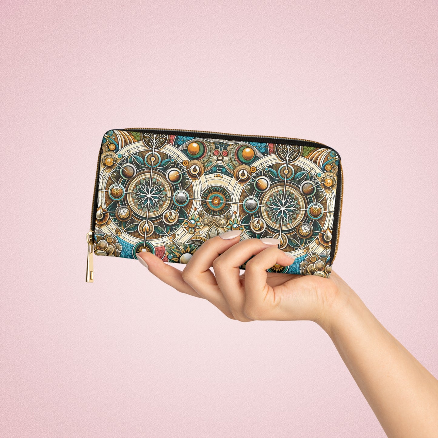 Zipper Wallet with Symbol of Life Design