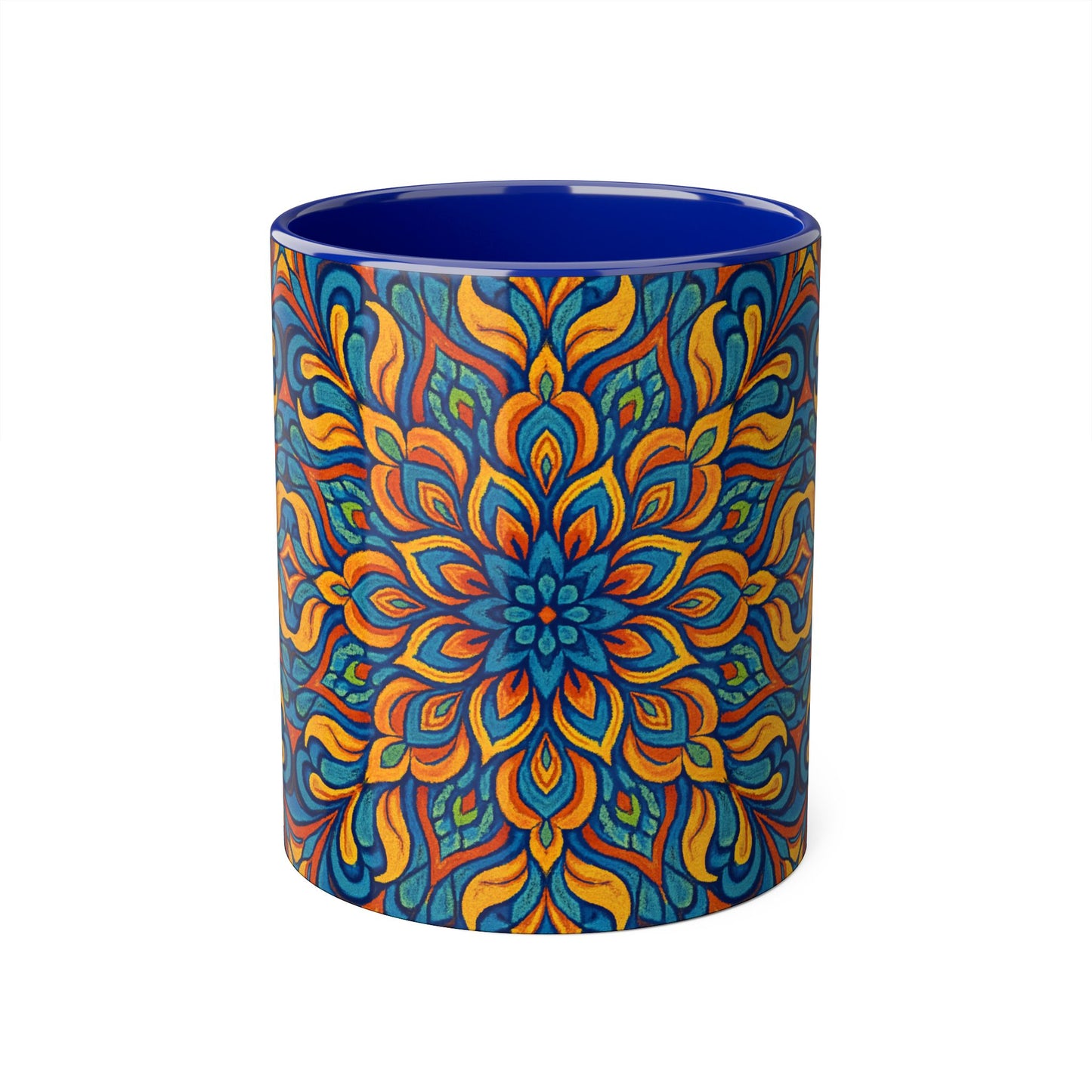 Kaleidoscope Accent Mug, Colorful Ceramic Coffee Cup, Unique Tea Mug, Boho Style Kitchen Decor, Psychedelic Drinkware, Hippie Gift Idea