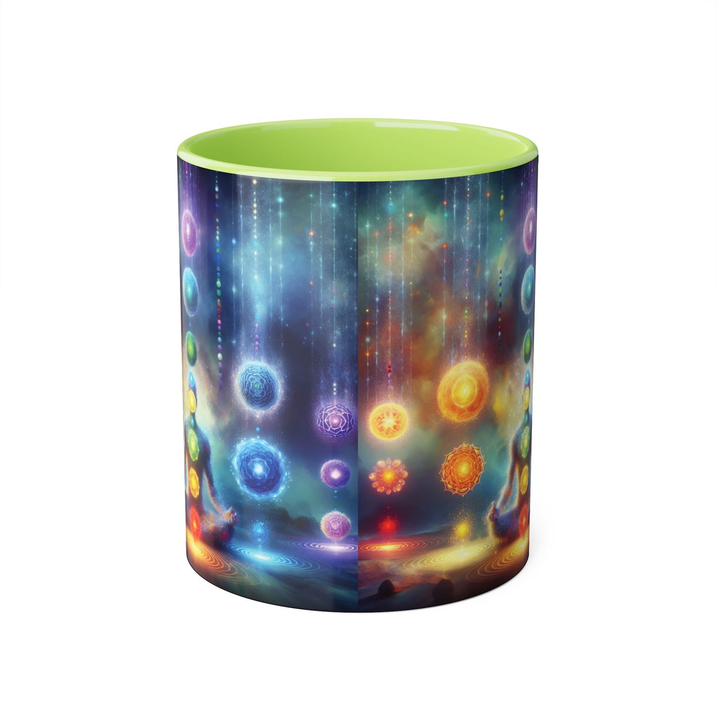 Chakra Magic Accent Mug, 11oz - Energy Healing Kitchen Cup, Reiki Crystal Meditation Tea Coffee Drinkware, Spiritual Ceramic Gift, Yoga