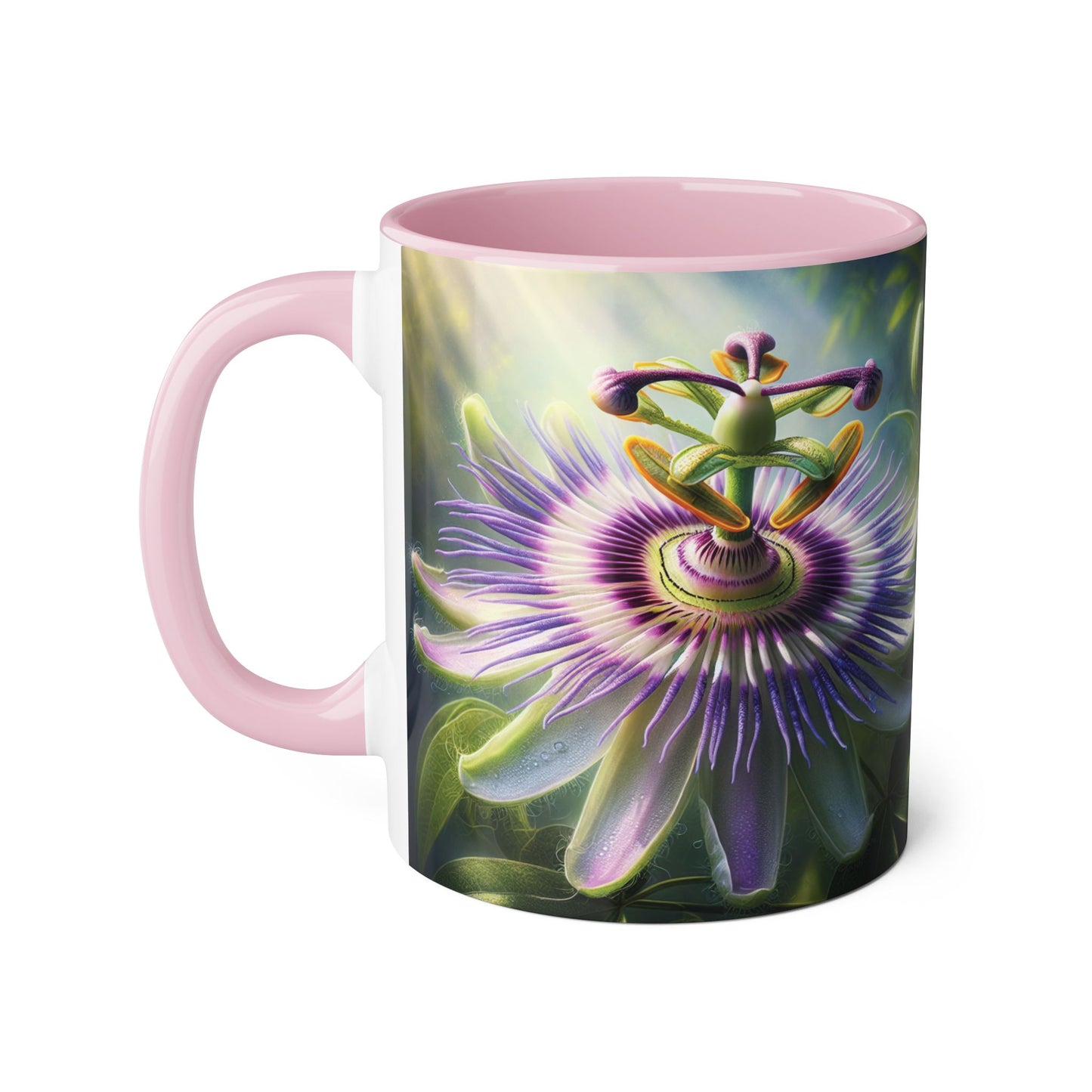 Passionflower Accent Mug, Floral Coffee Cup, Botanical Tea Mug, Nature Lover Gift, Mother's Day Gift, Gardening Mug