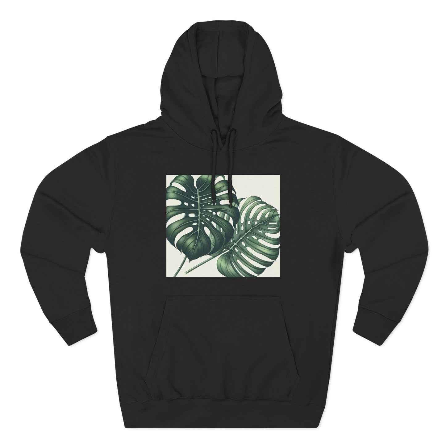 Tropical Fleece Hoodie - Monstera Leaf Design
