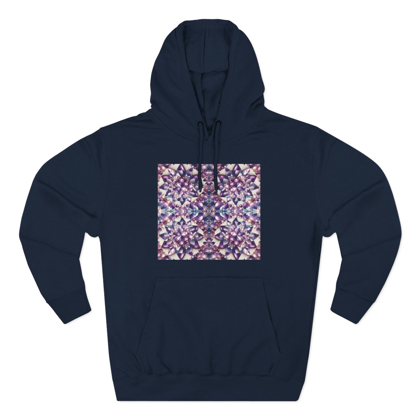 Fleece Hoodie - Amethyst Crystal Floral Design