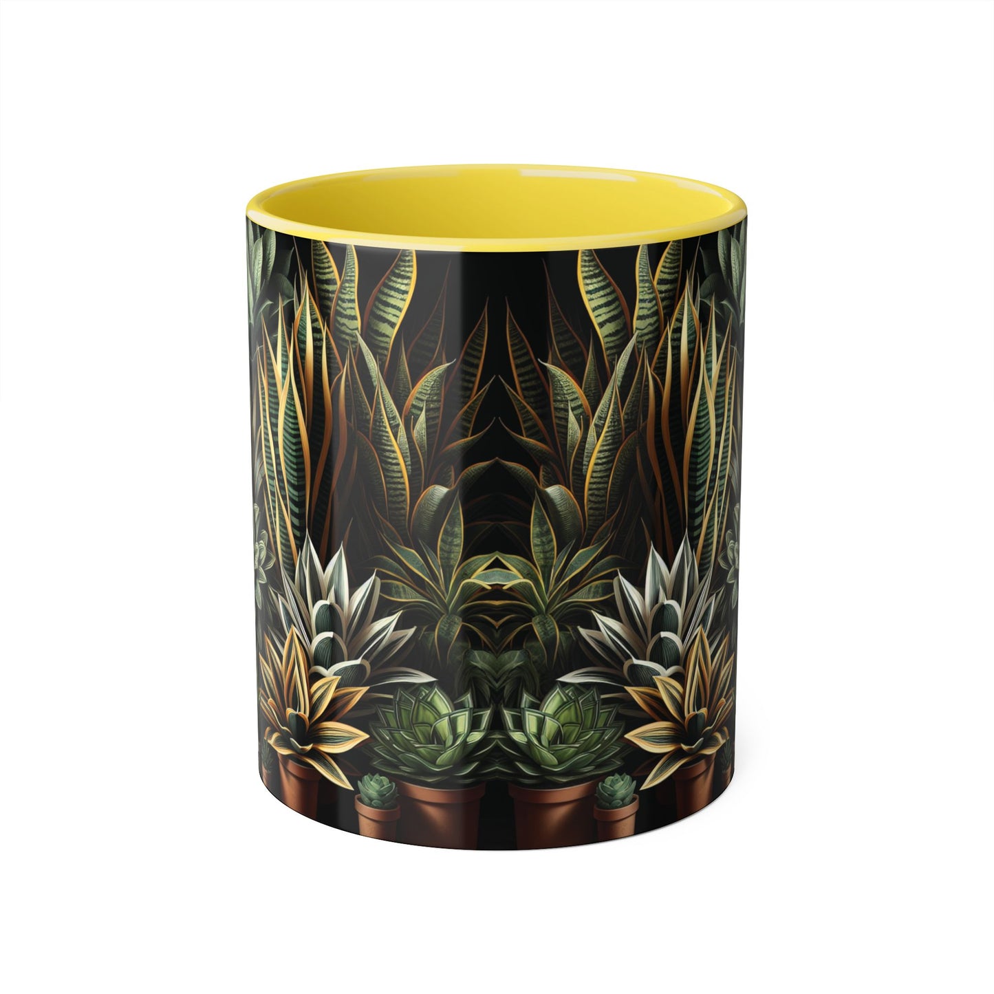 Snake Plant Family Accent Mug, 11oz - Ceramic Tea Cup, Botanical Coffee Mug, Indoor Garden Lover Gift, Green Thumb Kitchen Decor, Plant Lady