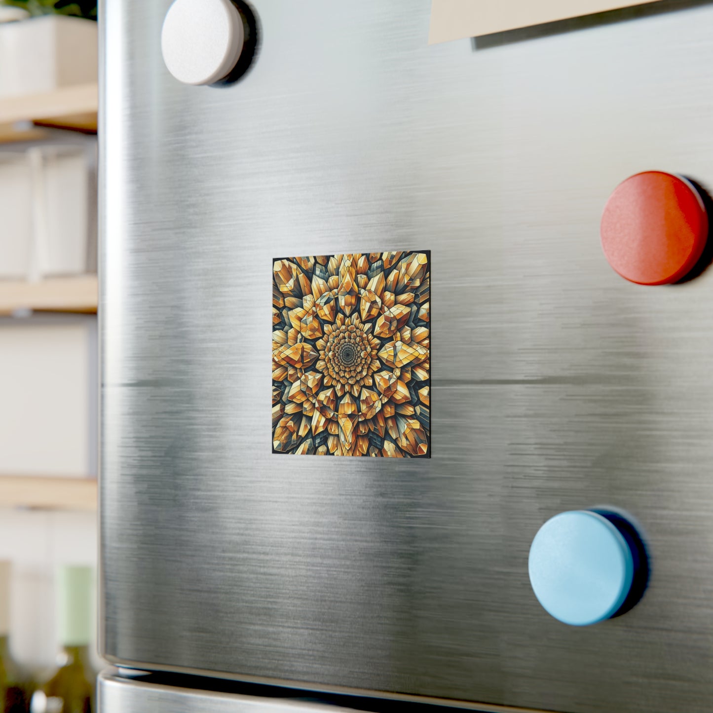Square Magnet - Citrine Geometric Design