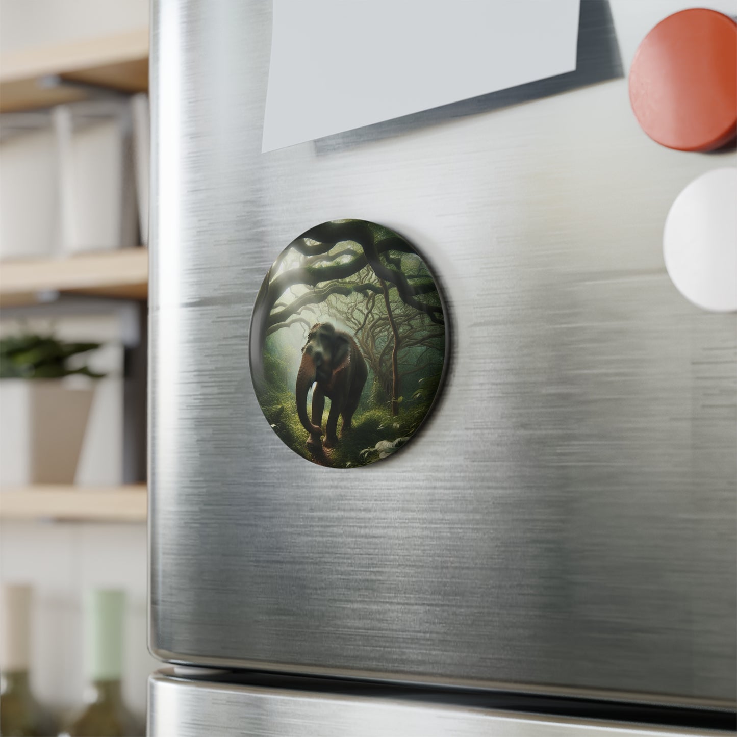 Nature-Inspired Elephant Button Magnets | Eco-Friendly Round Magnets (1 & 10 pcs)